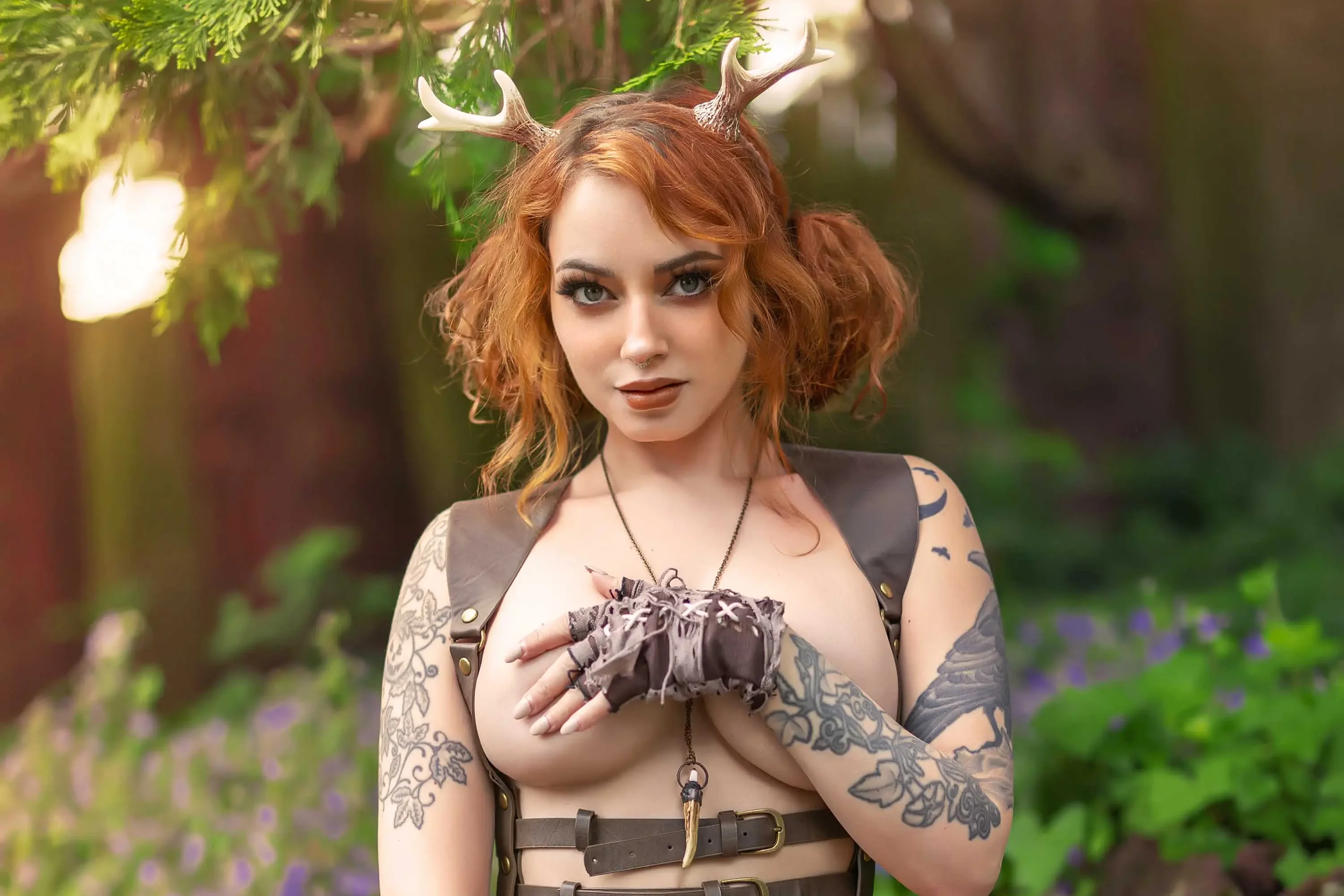 Forbidden Realm Faunaantlers boots leather redhead nature outdoor gen-the-hobbit genevieve genthehobbit stripes  Slide