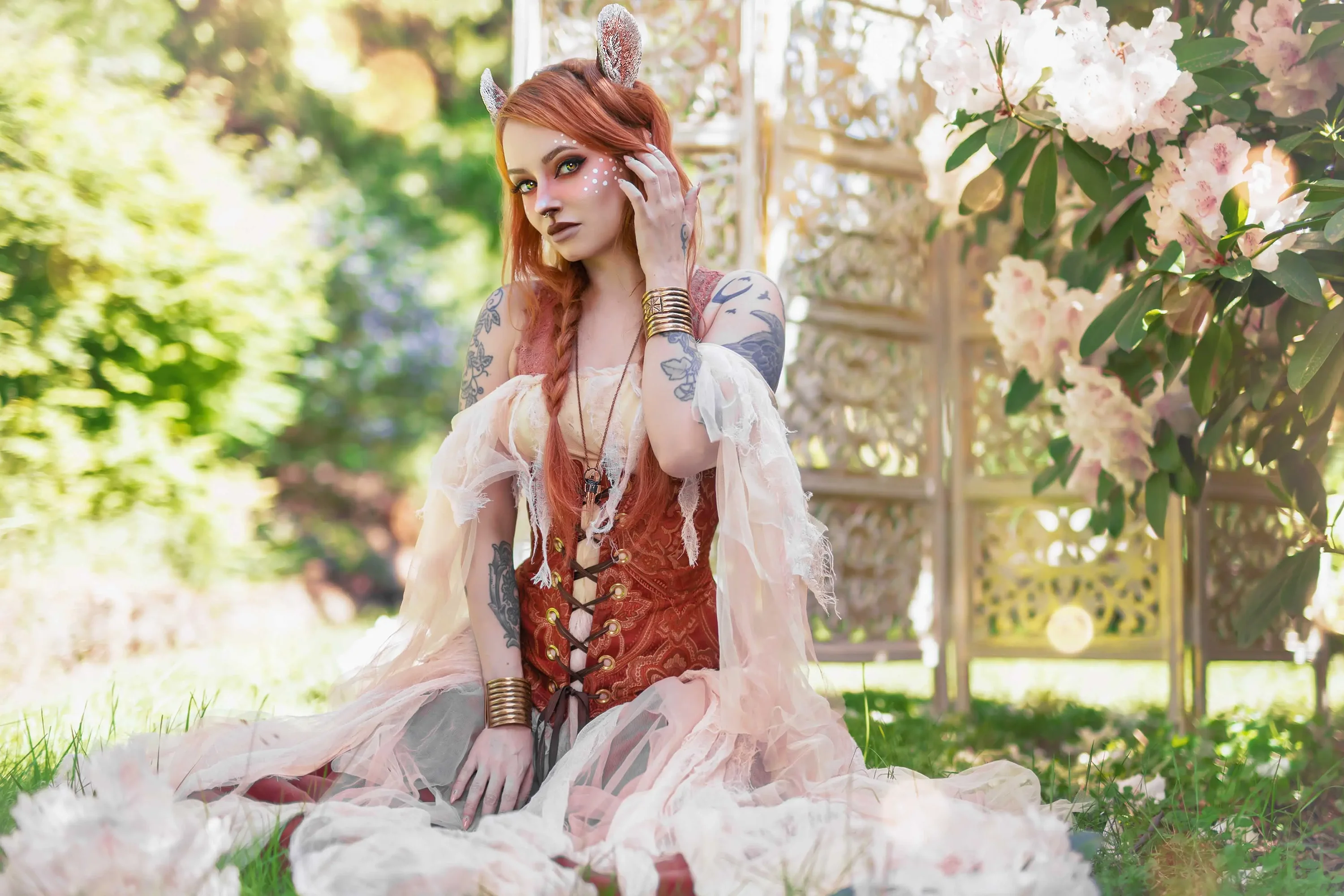 Forbidden Realm Fawncorset whimsical redhead nature outdoor gen-the-hobbit genevieve genthehobbit fantasy victorian  Slide