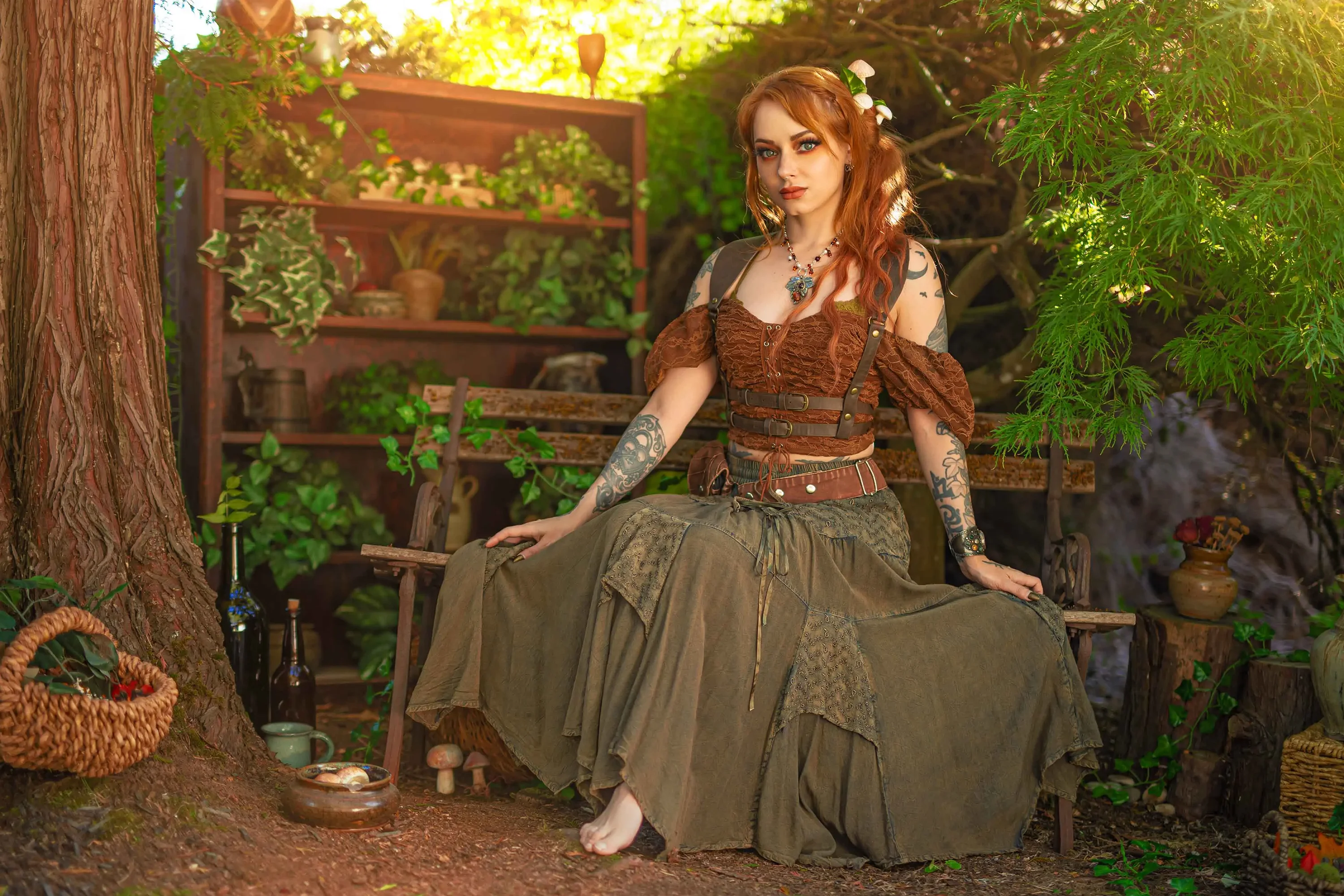 Forbidden Realm Flora's Gardenautumn feet redhead nature outdoor gen-the-hobbit genevieve genthehobbit fairy-tale renaissance  Slide