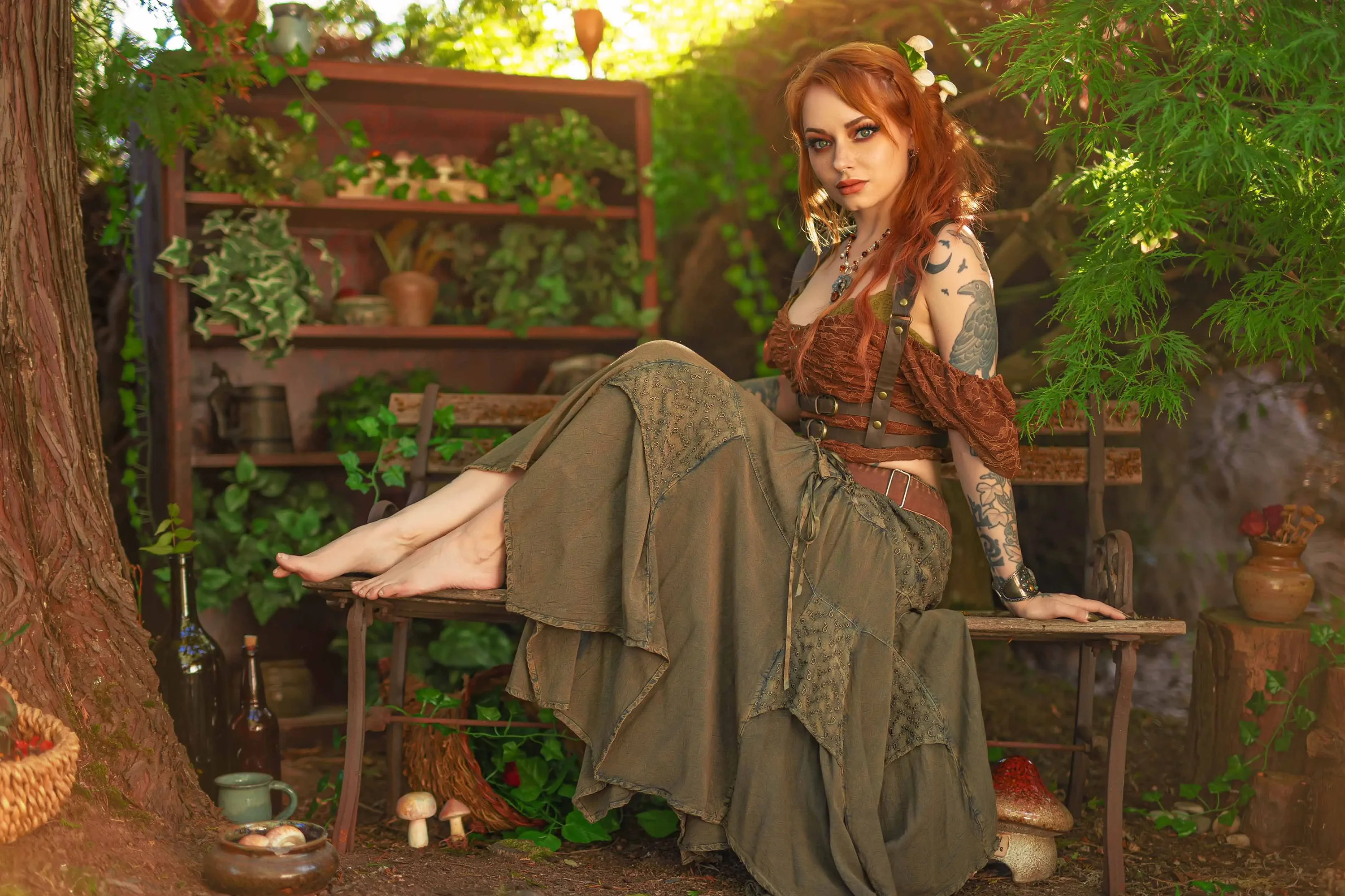 Forbidden Realm Flora's Gardenautumn feet redhead nature outdoor gen-the-hobbit genevieve genthehobbit fairy-tale renaissance  Slide