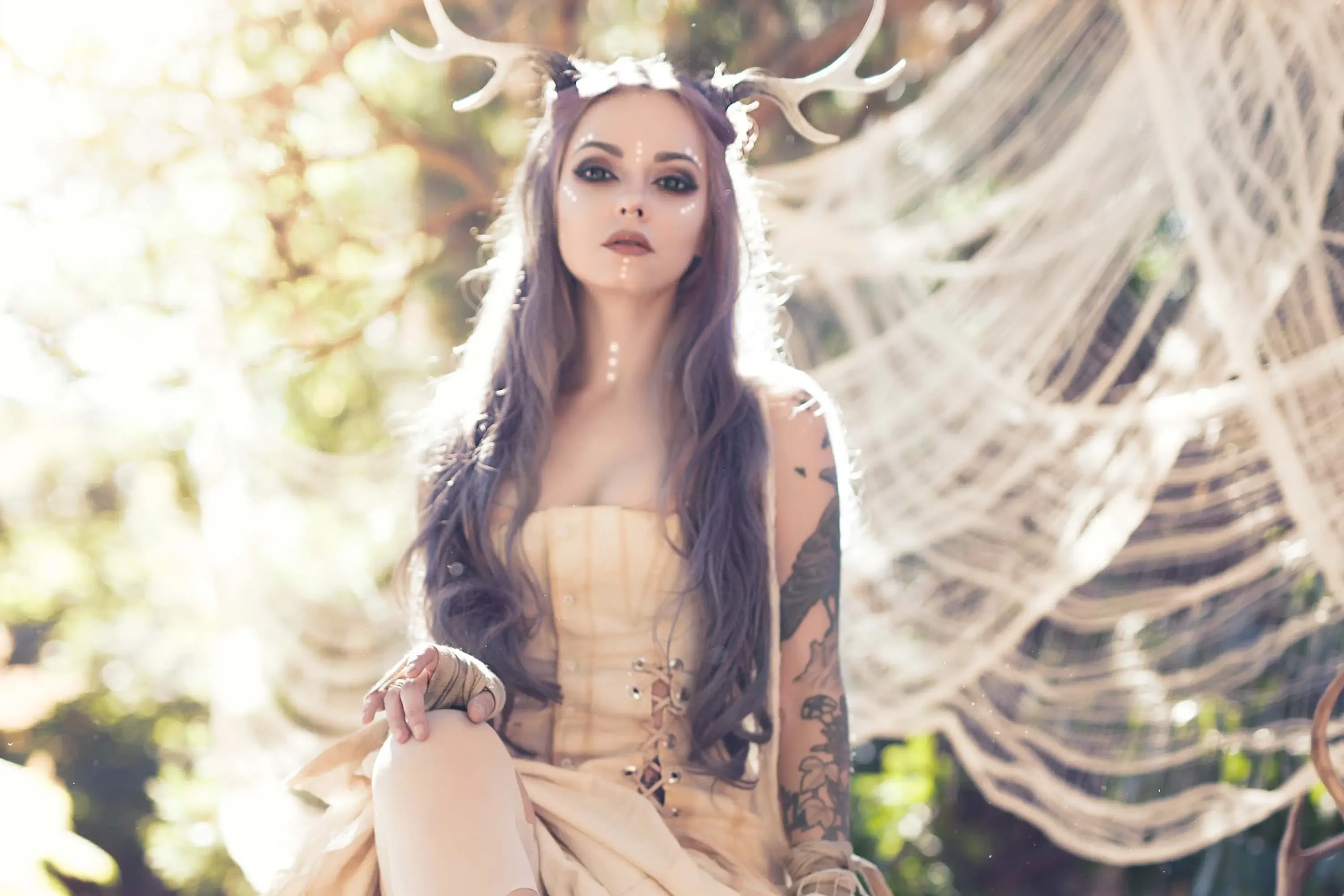 Forbidden Realm Forest Creatureantlers mythological-creature purple-hair forest nature outdoor gen-the-hobbit genevieve genthehobbit ethereal fantasy  Slide
