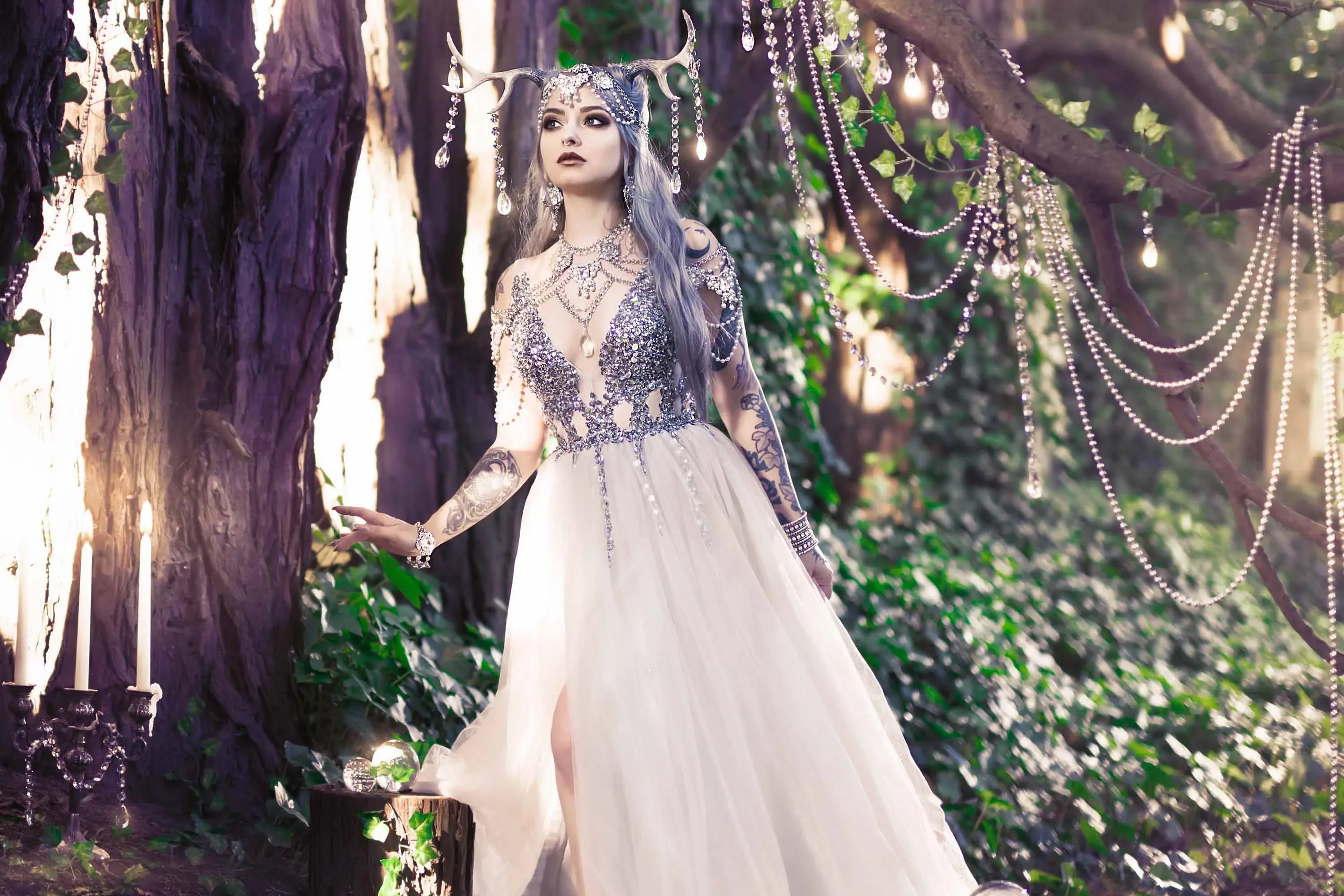 Forbidden Realm Forest Of Dreamsmythological-creature dreamy whimsical silver-hair forest nature outdoor gen-the-hobbit genevieve genthehobbit fantasy  Slide