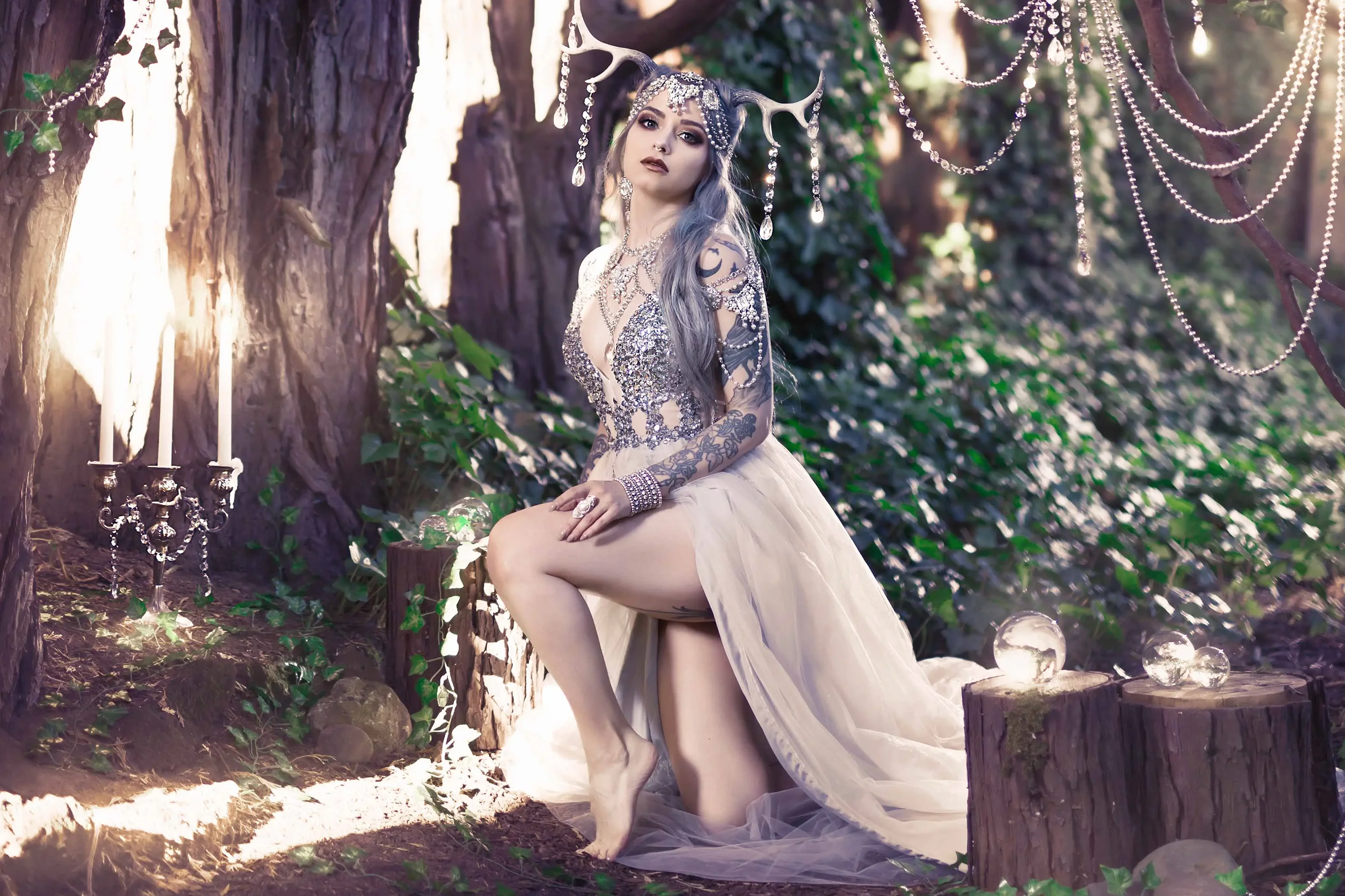 Forbidden Realm Forest Of Dreamsmythological-creature dreamy whimsical silver-hair forest nature outdoor gen-the-hobbit genevieve genthehobbit fantasy  Slide