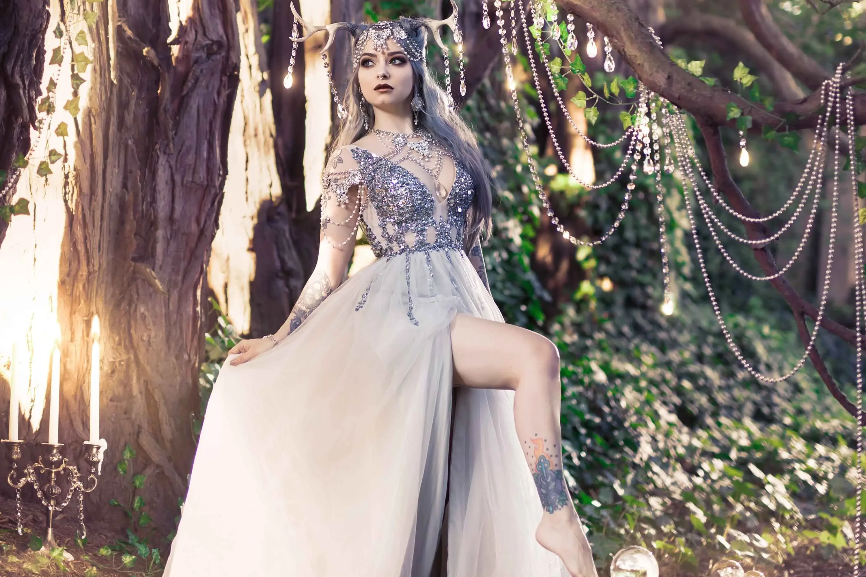 Forbidden Realm Forest Of Dreamsmythological-creature dreamy whimsical silver-hair forest nature outdoor gen-the-hobbit genevieve genthehobbit fantasy  Slide