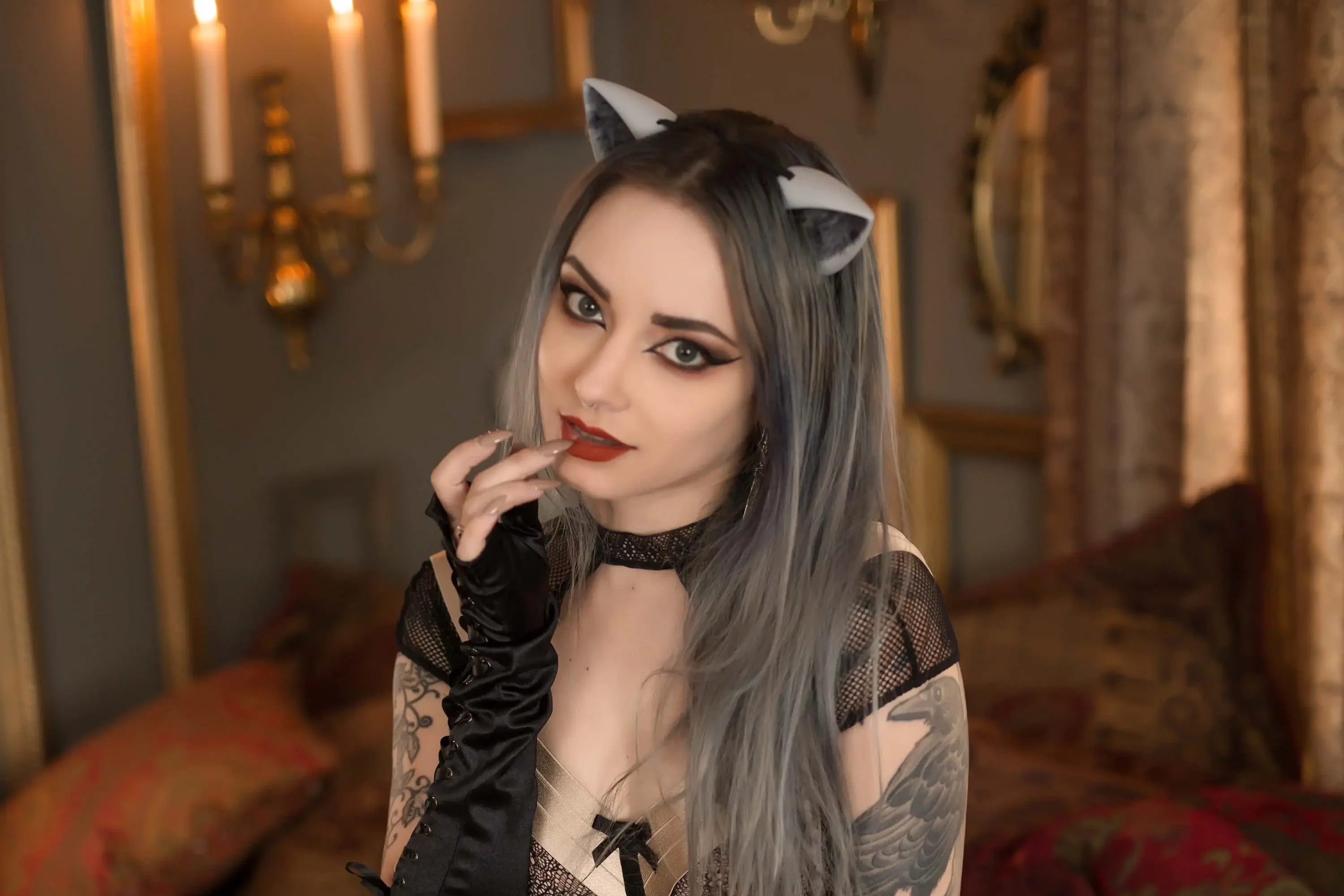 Forbidden Realm FuFublack-lace kitty whimsical bed gen-the-hobbit genevieve genthehobbit vintage  Slide