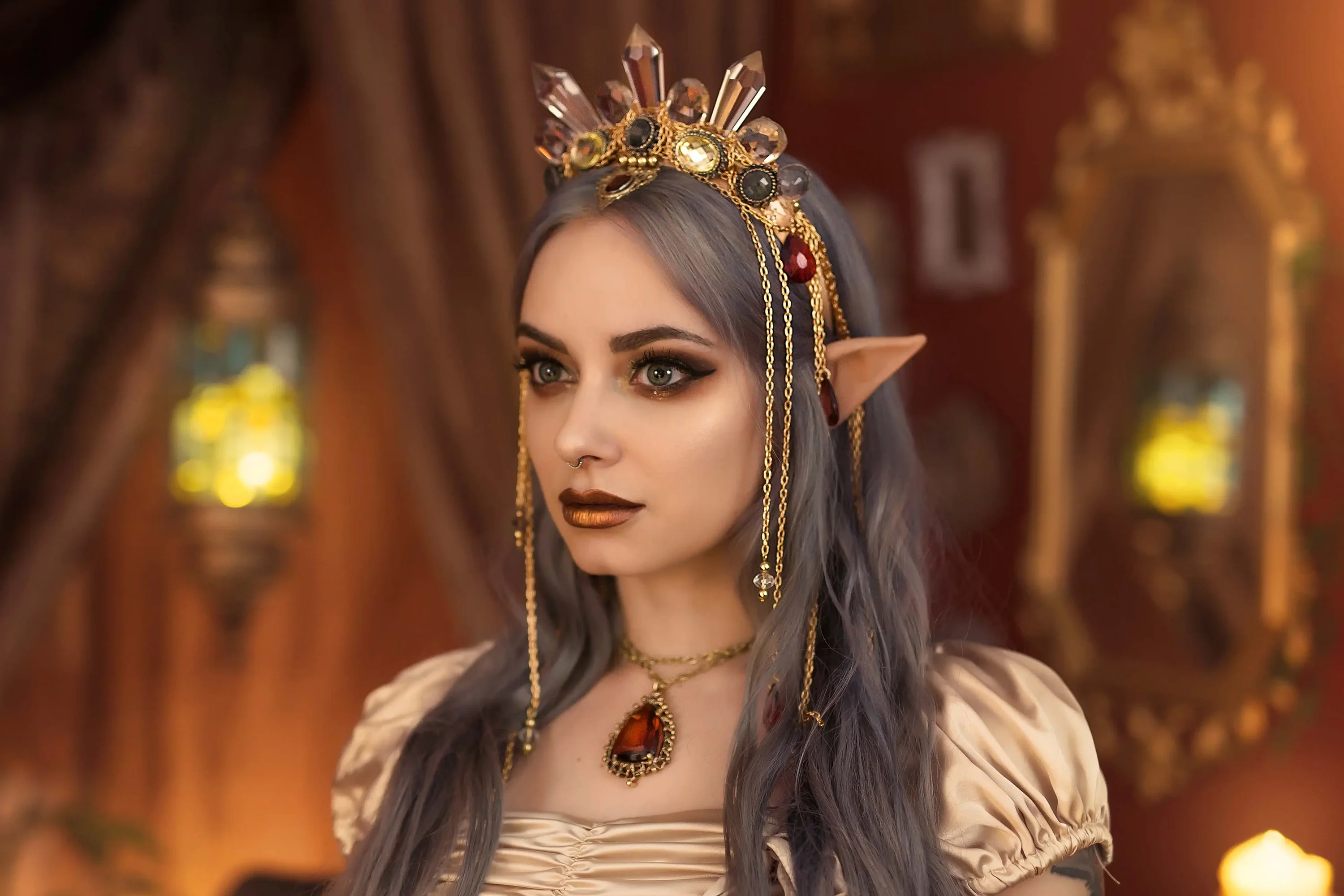 Forbidden Realm Glimmercandles elf-ears lingerie stockings elf dreamy blue-hair gen-the-hobbit genevieve genthehobbit ethereal feminine  Slide