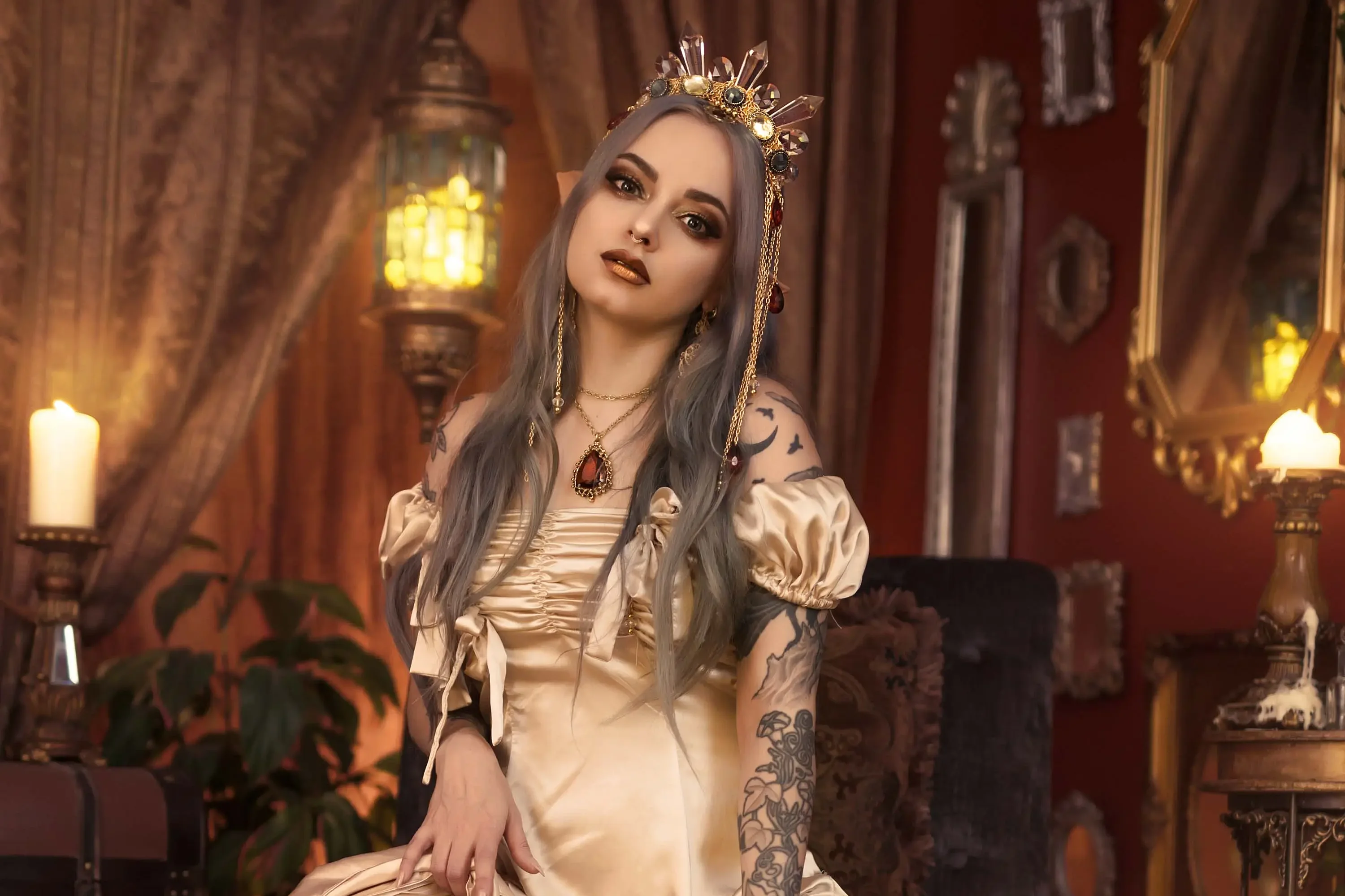 Forbidden Realm Glimmercandles elf-ears lingerie stockings elf dreamy blue-hair gen-the-hobbit genevieve genthehobbit ethereal feminine  Slide