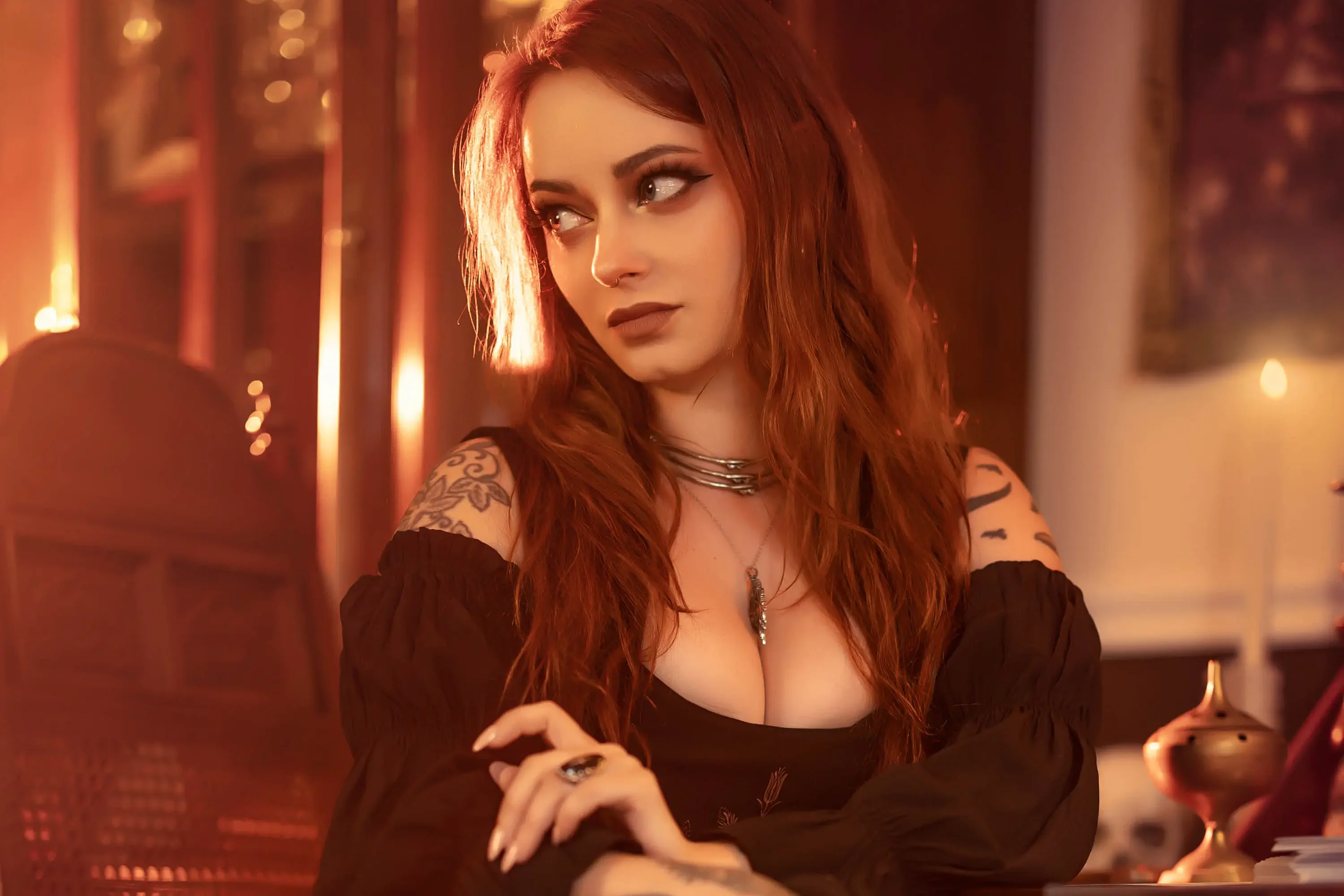 Forbidden Realm Golden Hourboots candles fishnets dreamy redhead gen-the-hobbit genevieve genthehobbit exotic gothic occult  Slide