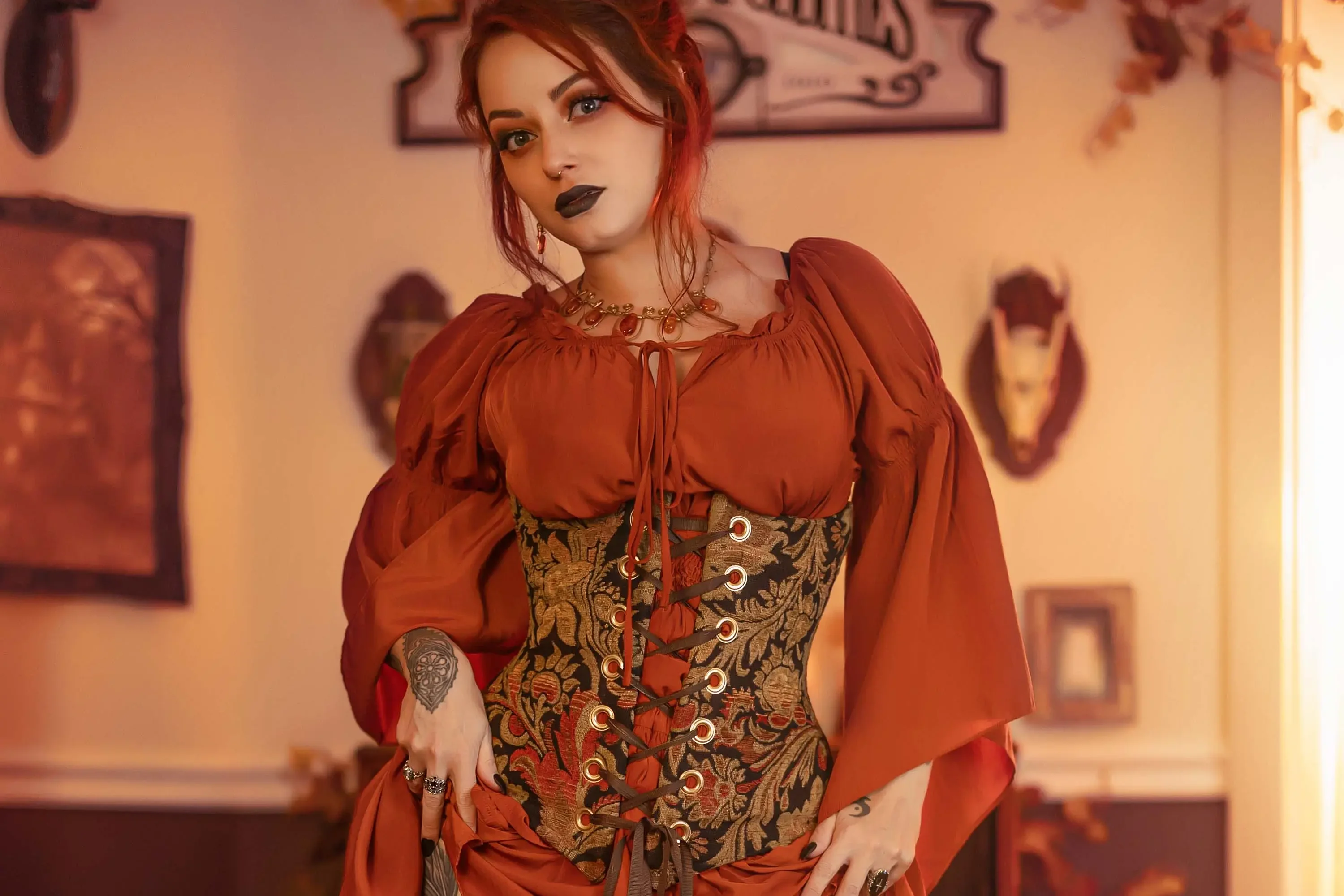Forbidden Realm Gothiquecorset lingerie holiday redhead halloween gen-the-hobbit genevieve genthehobbit goth vintage  Slide