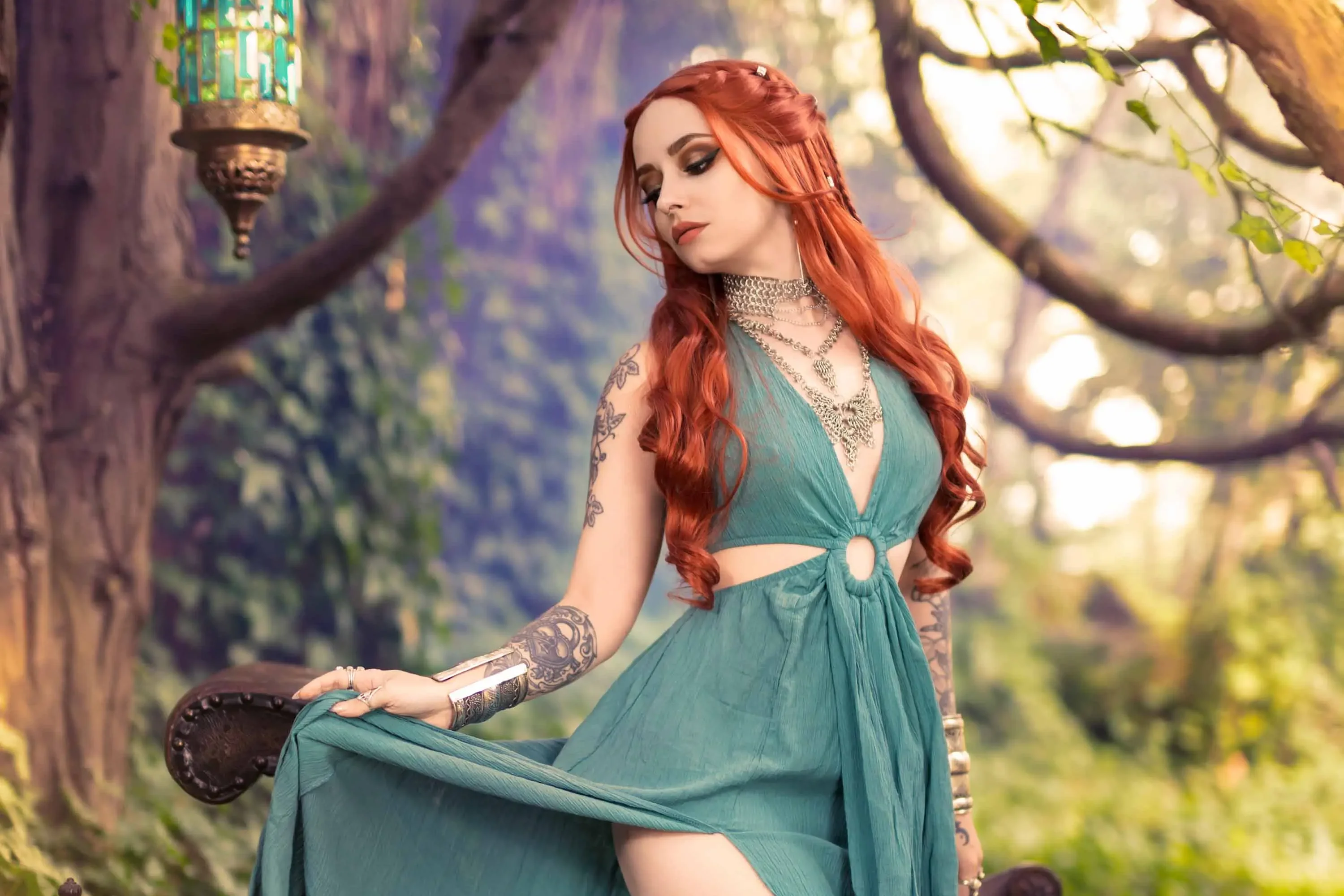 Forbidden Realm Guinevere's Restcandles dreamy redhead forest nature outdoor gen-the-hobbit genevieve genthehobbit medieval renaissance  Slide