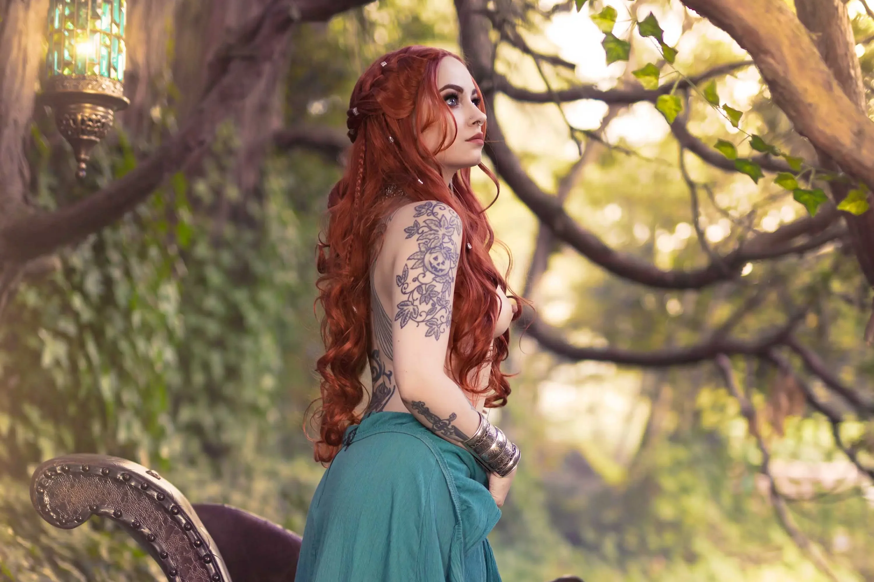 Forbidden Realm Guinevere's Restcandles dreamy redhead forest nature outdoor gen-the-hobbit genevieve genthehobbit medieval renaissance  Slide