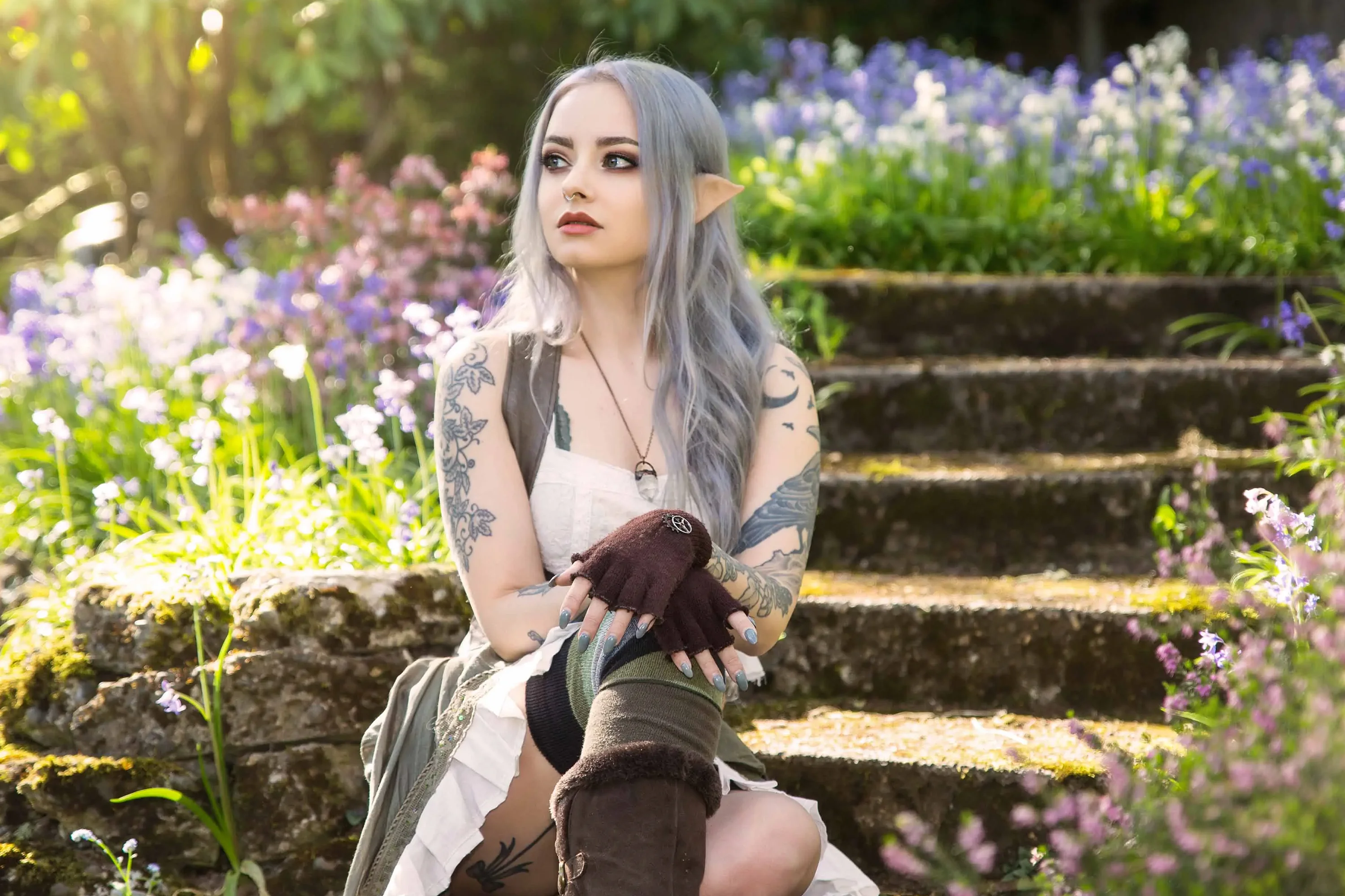 Forbidden Realm Hyacinthelf dreamy pastel sweet blue-hair nature outdoor gen-the-hobbit genevieve genthehobbit elven feminine lotr tolkien  Slide