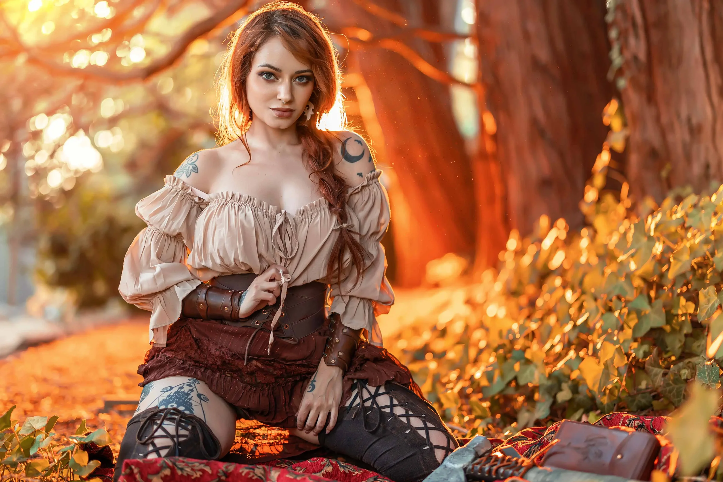 Forbidden Realm Into The Woodsboots autumn fall redhead outdoor gen-the-hobbit genevieve genthehobbit fairy-tale fantasy  Slide