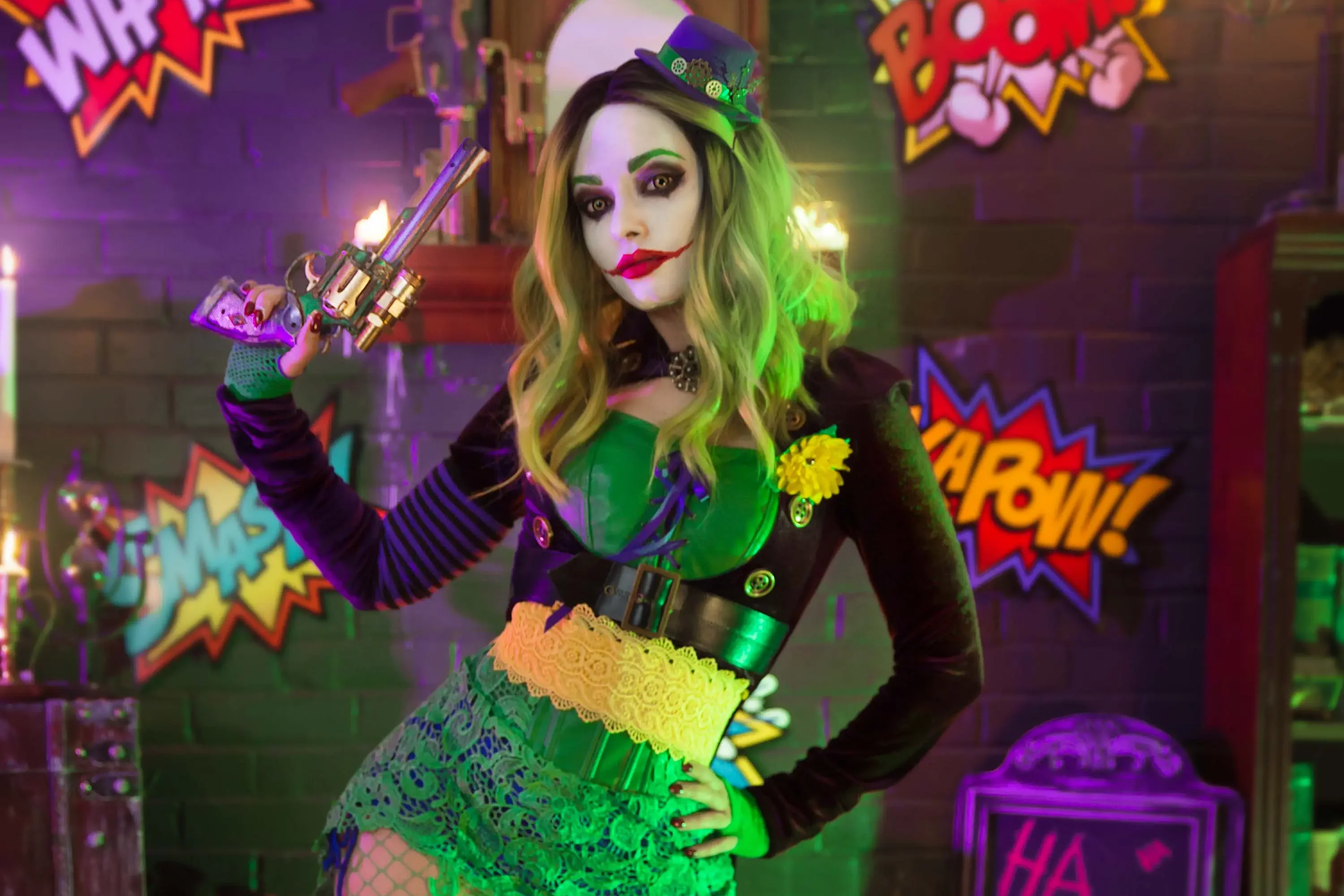 Forbidden Realm Jester Of Genocideknee-socks technicolor gen-the-hobbit genevieve genthehobbit cosplay horror stripes  Slide