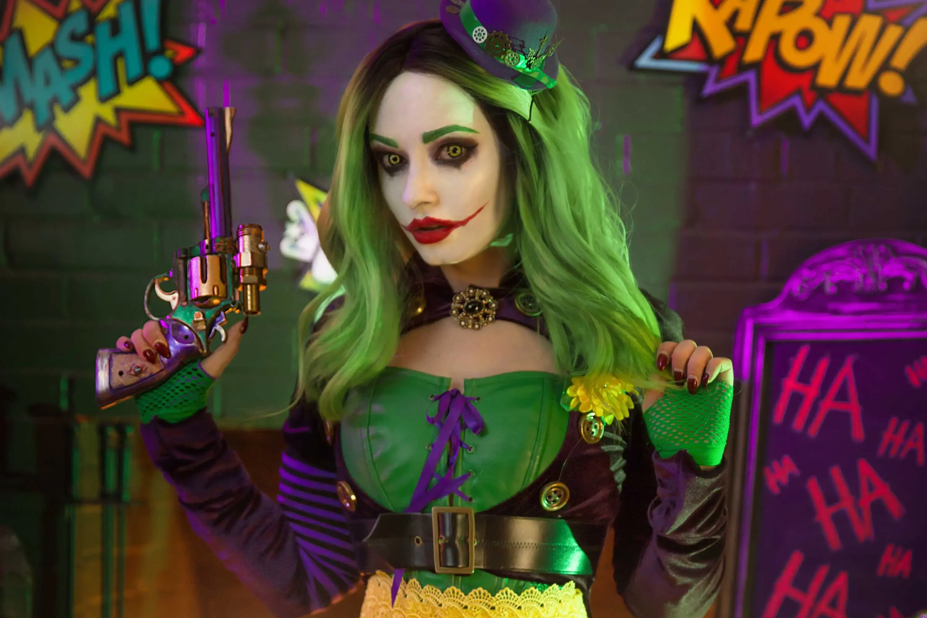 Forbidden Realm Jester Of Genocideknee-socks technicolor gen-the-hobbit genevieve genthehobbit cosplay horror stripes  Slide