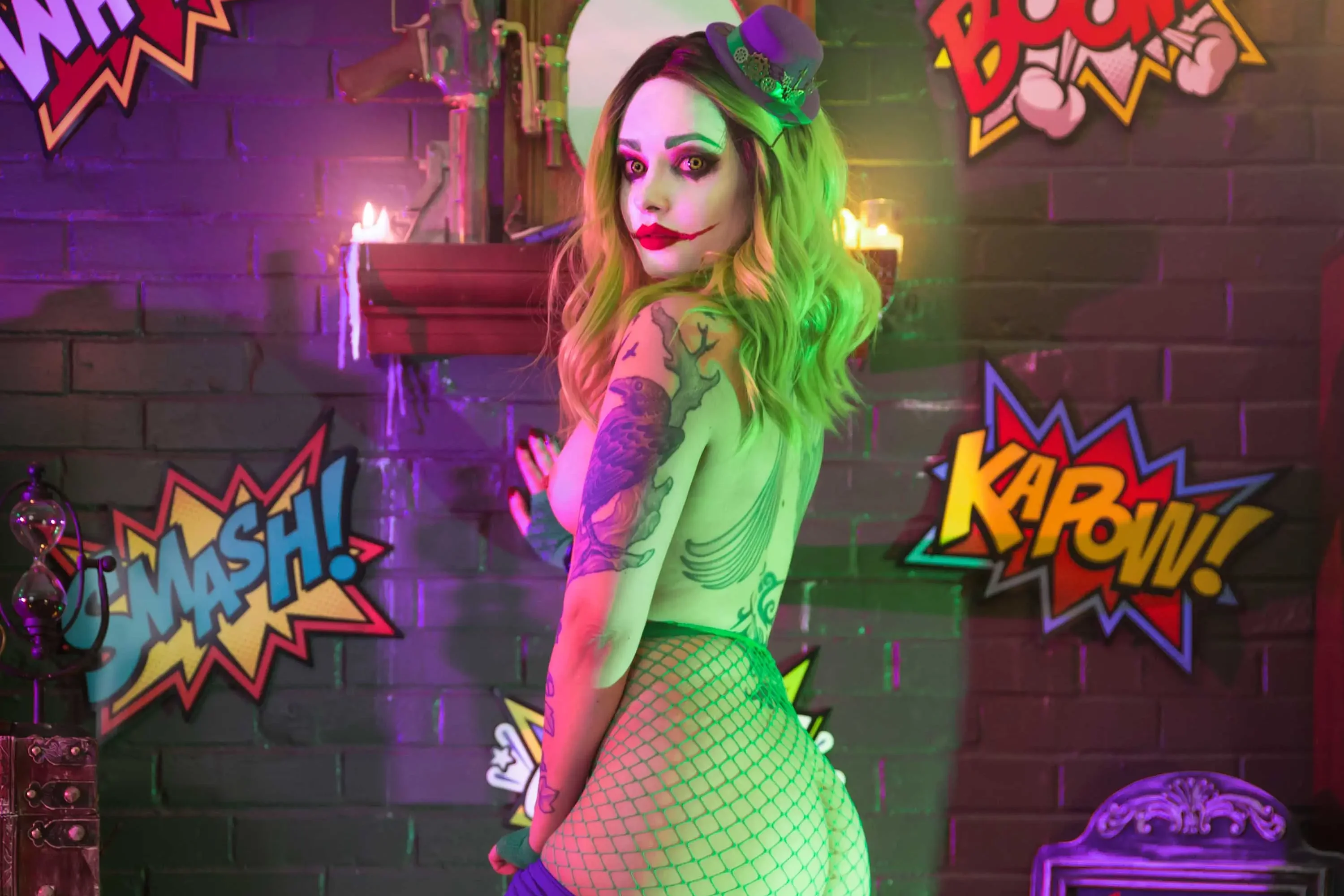 Forbidden Realm Jester Of Genocideknee-socks technicolor gen-the-hobbit genevieve genthehobbit cosplay horror stripes  Slide