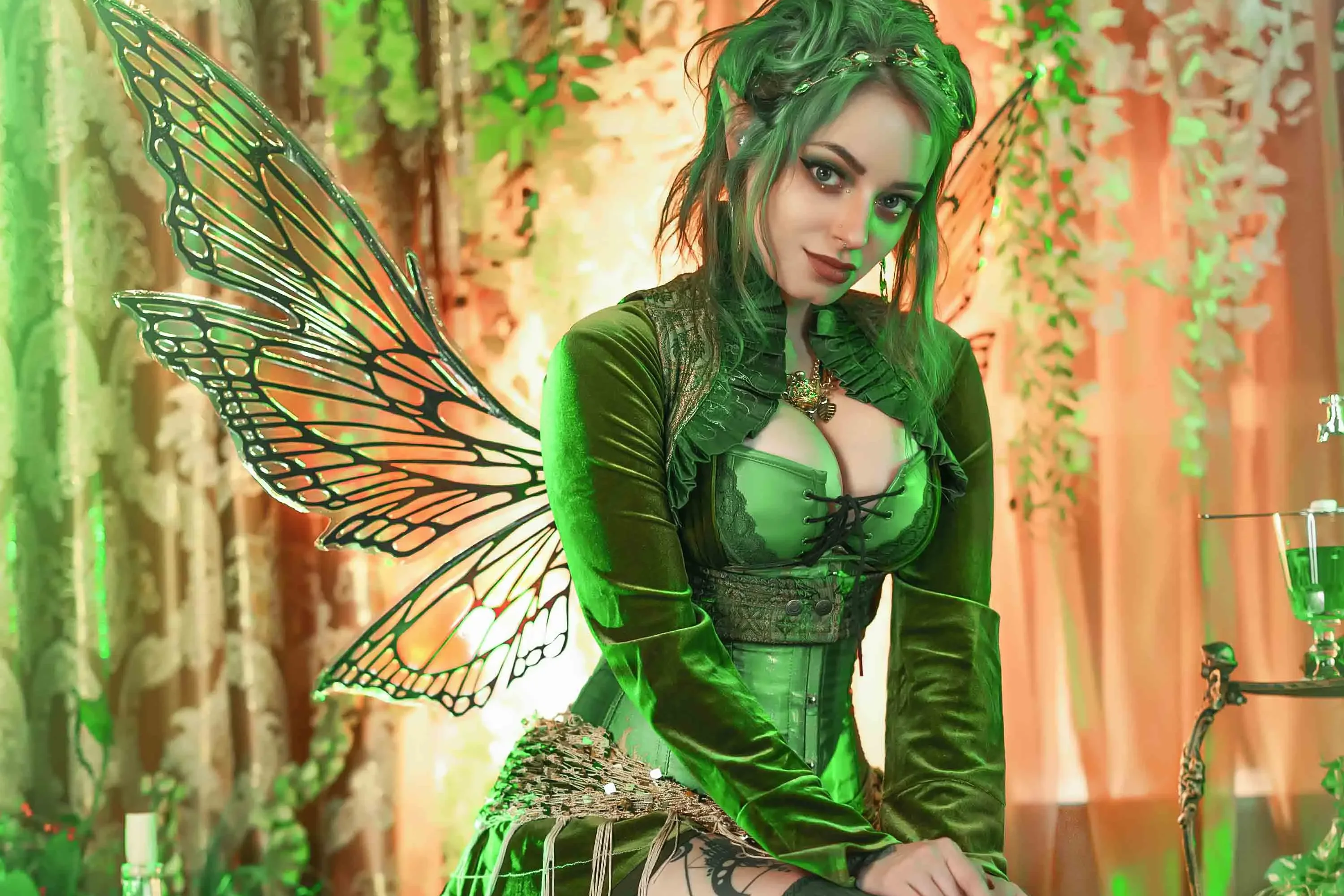 Forbidden Realm La Fee Verteabsinthe corset knee-socks wings fairy mythological-creature whimsical green-hair gen-the-hobbit genevieve genthehobbit  Slide