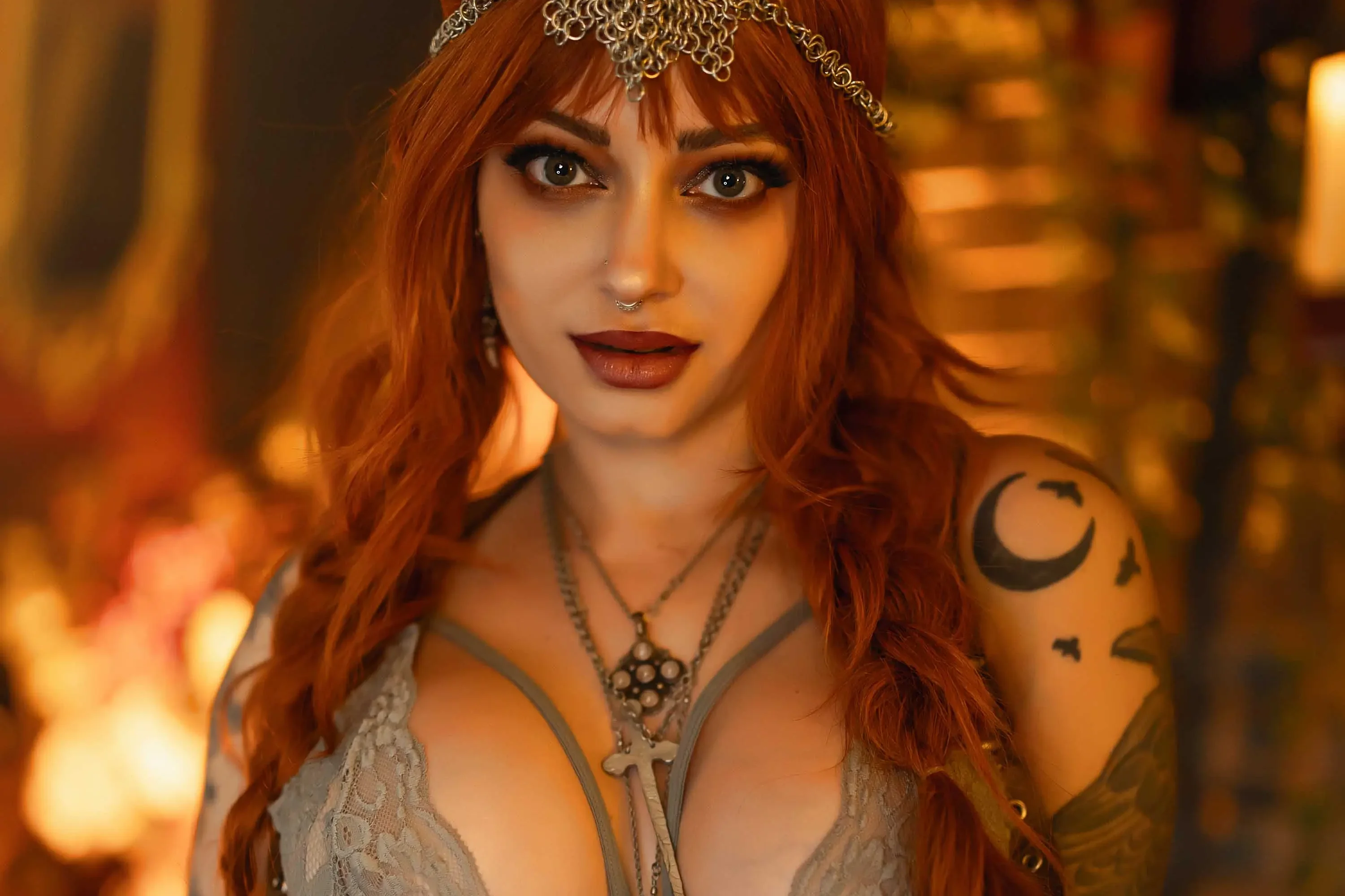 Forbidden Realm Lady Of The Courtbody-chain corset stockings maiden dreamy redhead gen-the-hobbit genevieve genthehobbit renaissance  Slide