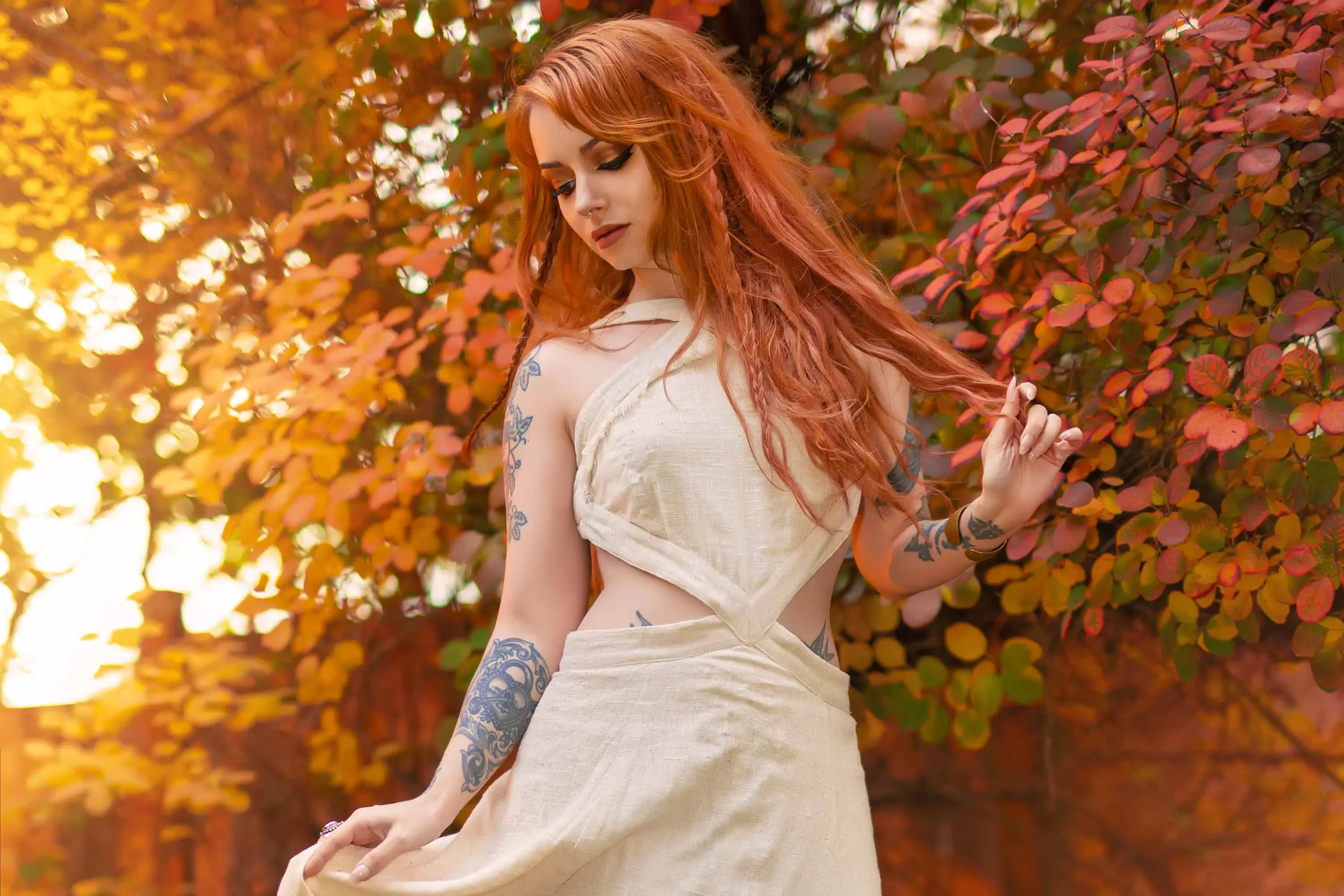 Forbidden Realm Leaves Of Fallautumn casual fall sweet redhead nature outdoor gen-the-hobbit genevieve genthehobbit  Slide