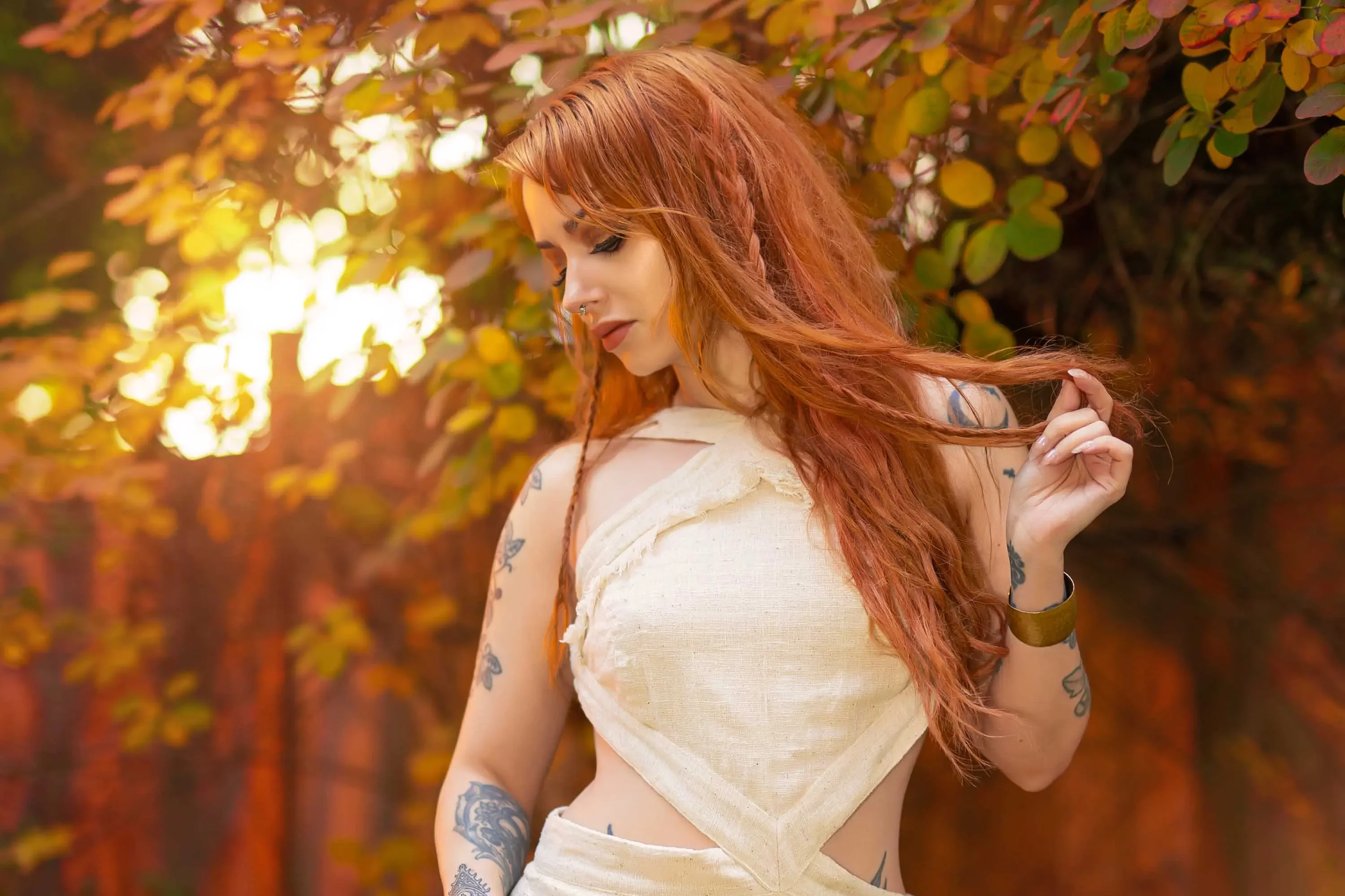 Forbidden Realm Leaves Of Fallautumn casual fall sweet redhead nature outdoor gen-the-hobbit genevieve genthehobbit  Slide