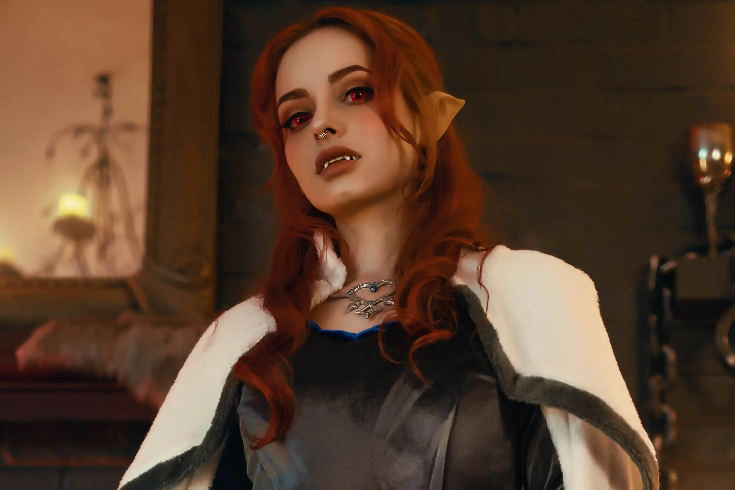 Forbidden Realm Lenoreelf-ears lingerie red-eyes stockings vampire redhead gen-the-hobbit genevieve genthehobbit anime cosplay fantasy  Slide