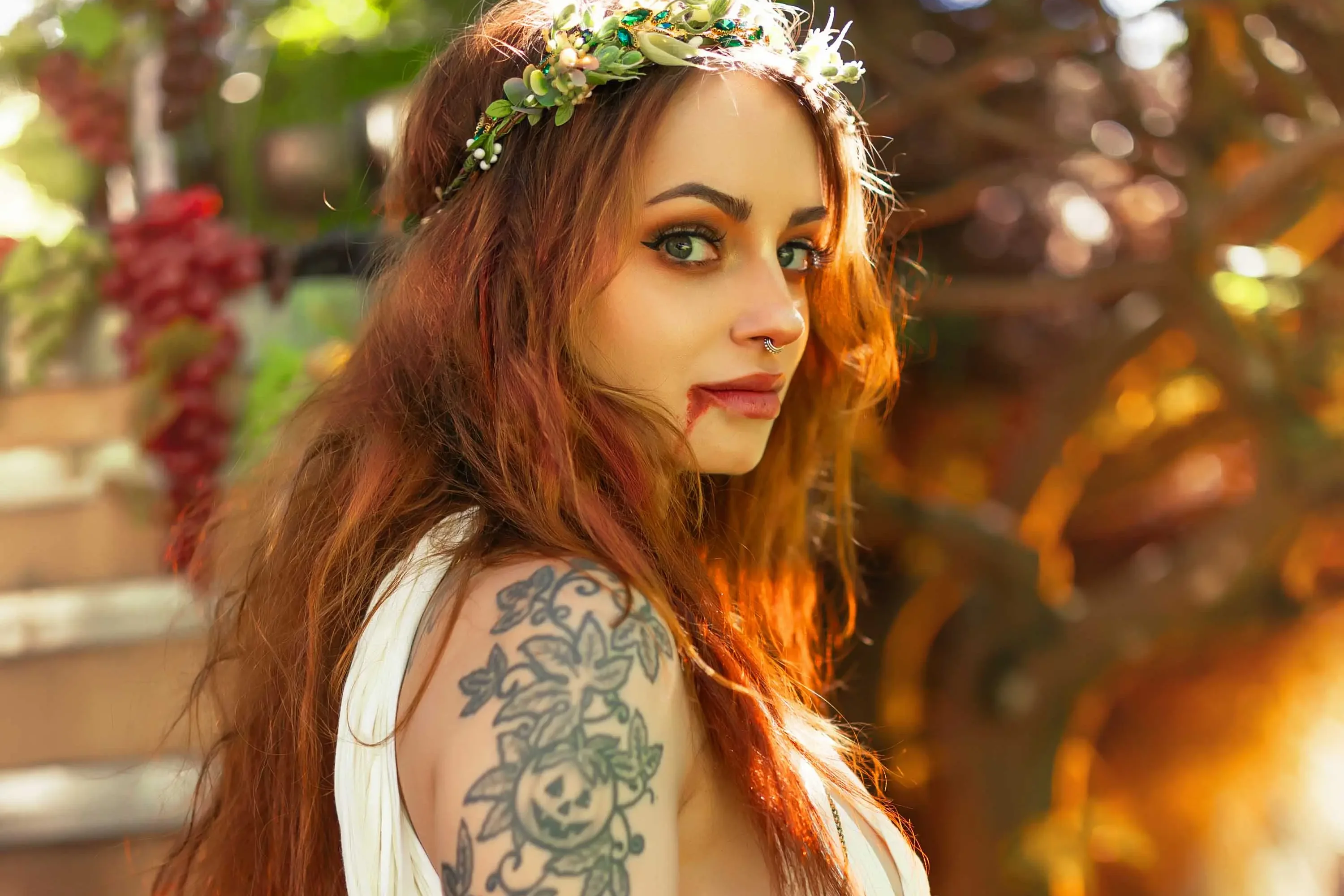 Forbidden Realm Maenad Queenfangs mythological-creature vampire feet redhead nature outdoor gen-the-hobbit genevieve genthehobbit exotic greek  Slide