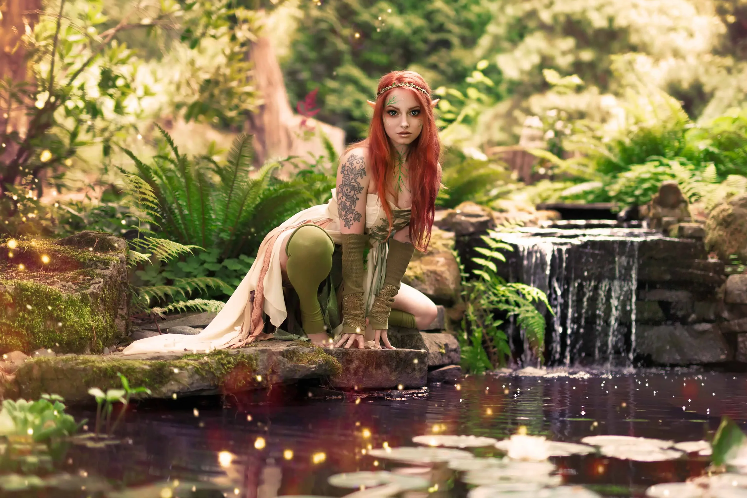Forbidden Realm Naiadelf-ears face-paint mythological-creature dreamy whimsical redhead forest nature outdoor gen-the-hobbit genevieve genthehobbit  Slide