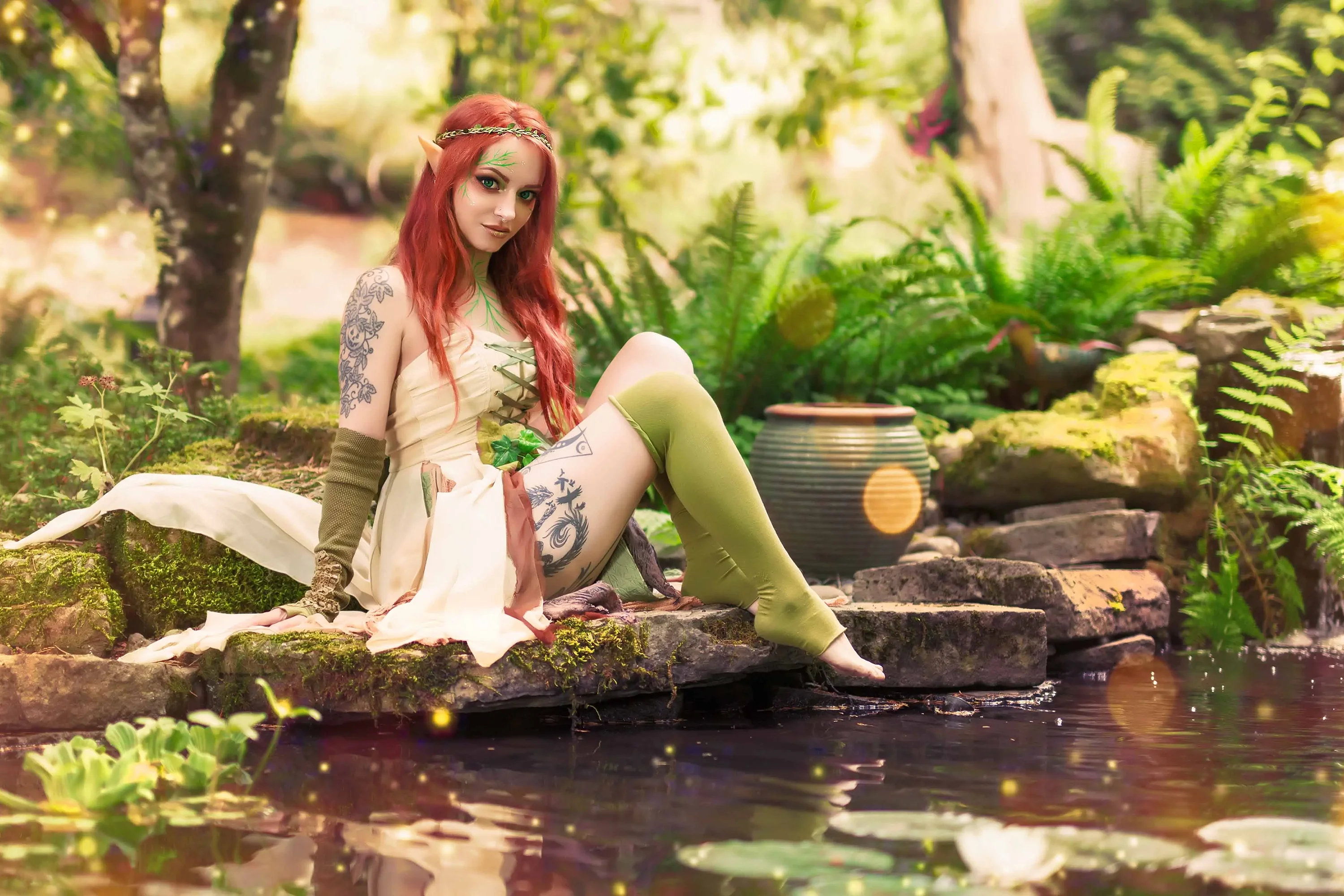 Forbidden Realm Naiadelf-ears face-paint mythological-creature dreamy whimsical redhead forest nature outdoor gen-the-hobbit genevieve genthehobbit  Slide