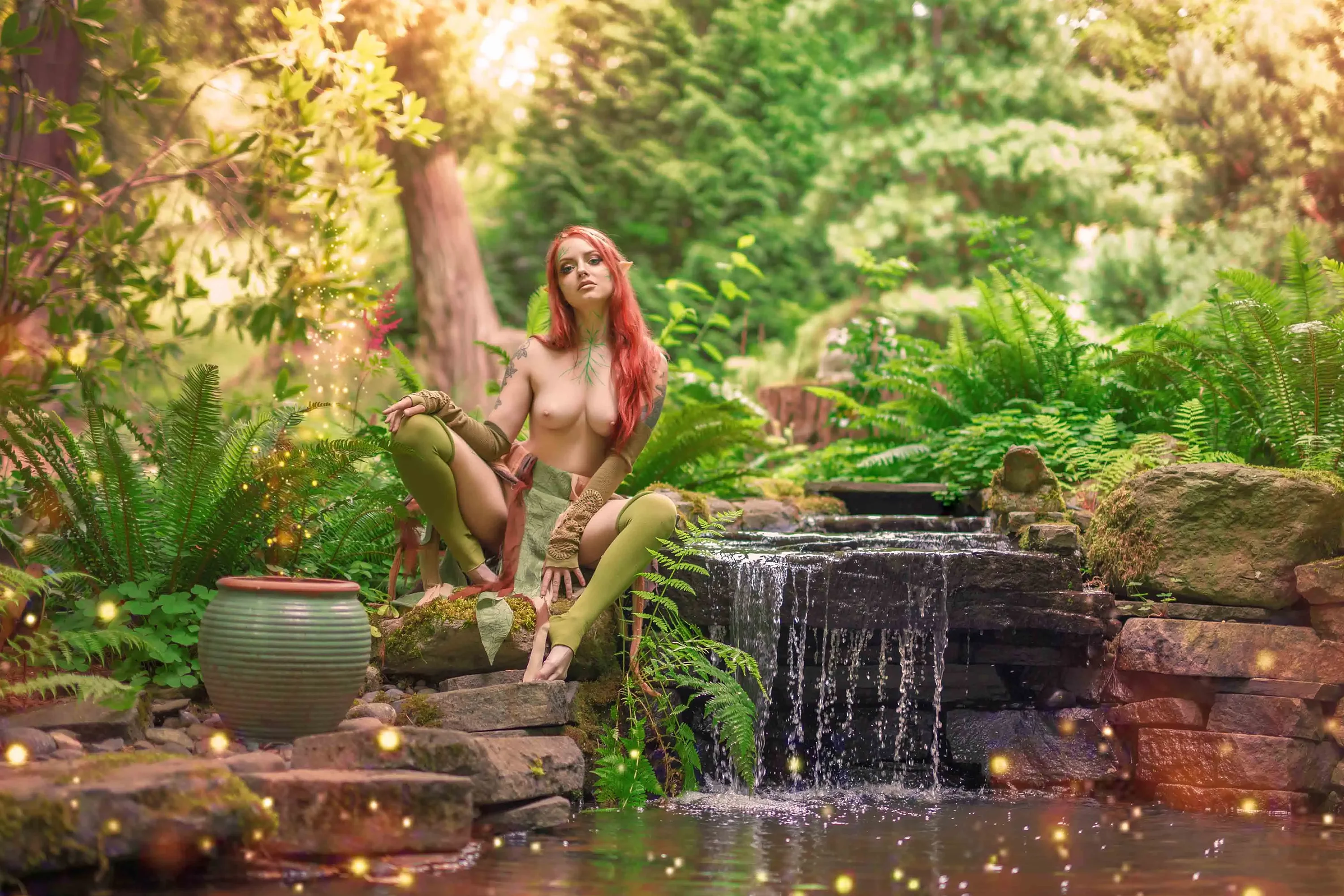 Forbidden Realm Naiadelf-ears face-paint mythological-creature dreamy whimsical redhead forest nature outdoor gen-the-hobbit genevieve genthehobbit  Slide