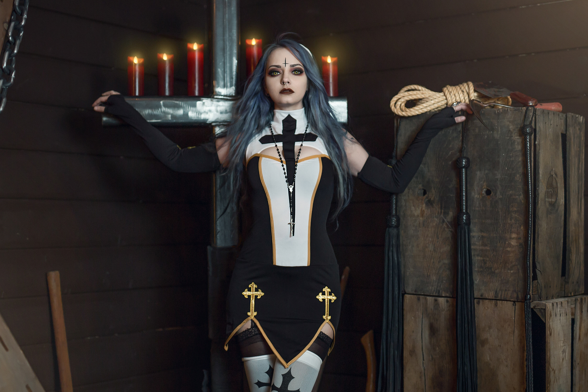Forbidden Realm Original Sincandles chains nun silver-hair gen-the-hobbit genevieve genthehobbit bondage gothic  Slide