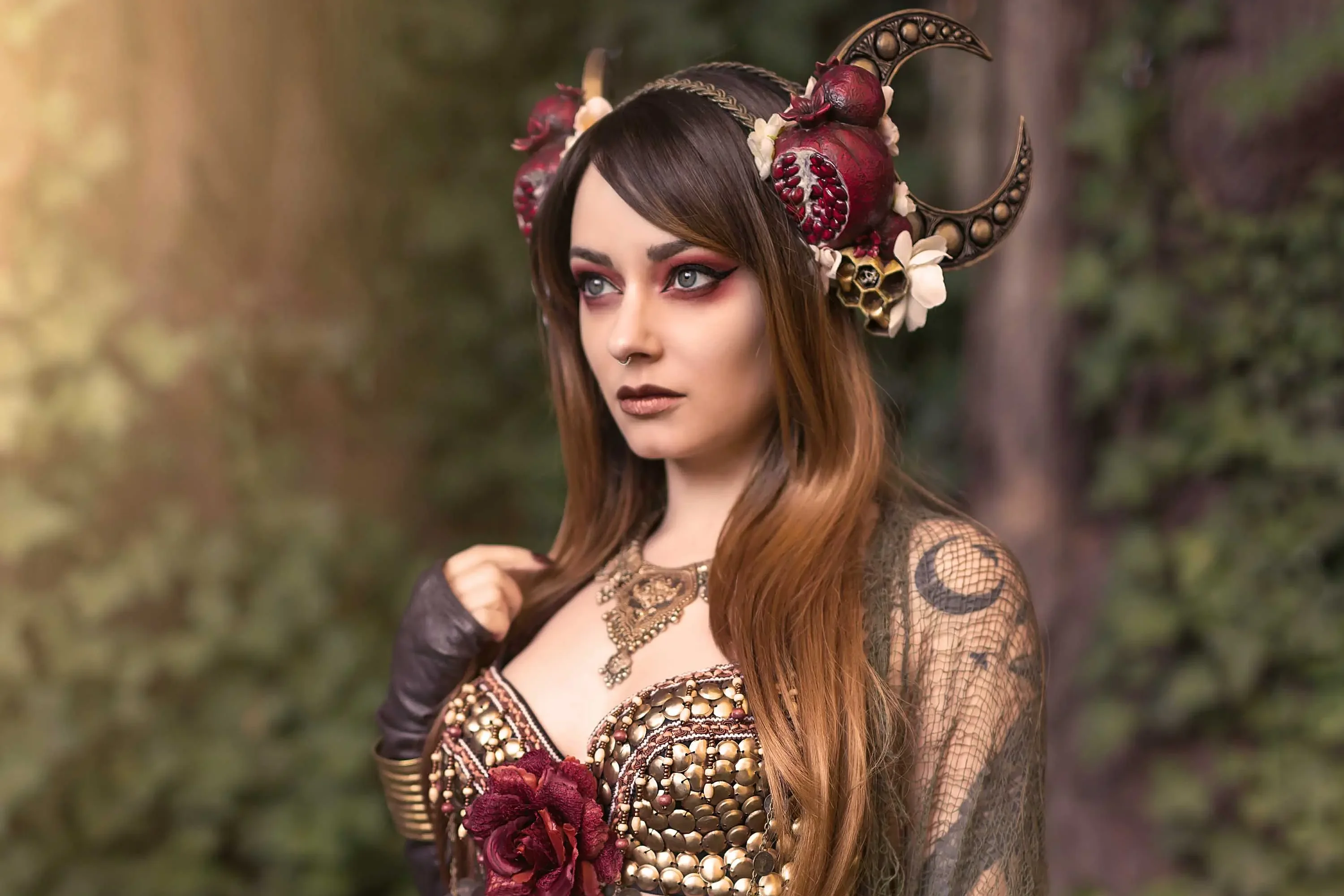 Forbidden Realm Persephonehorns goddess autumn dreamy brunette nature outdoor gen-the-hobbit genevieve genthehobbit mythology  Slide