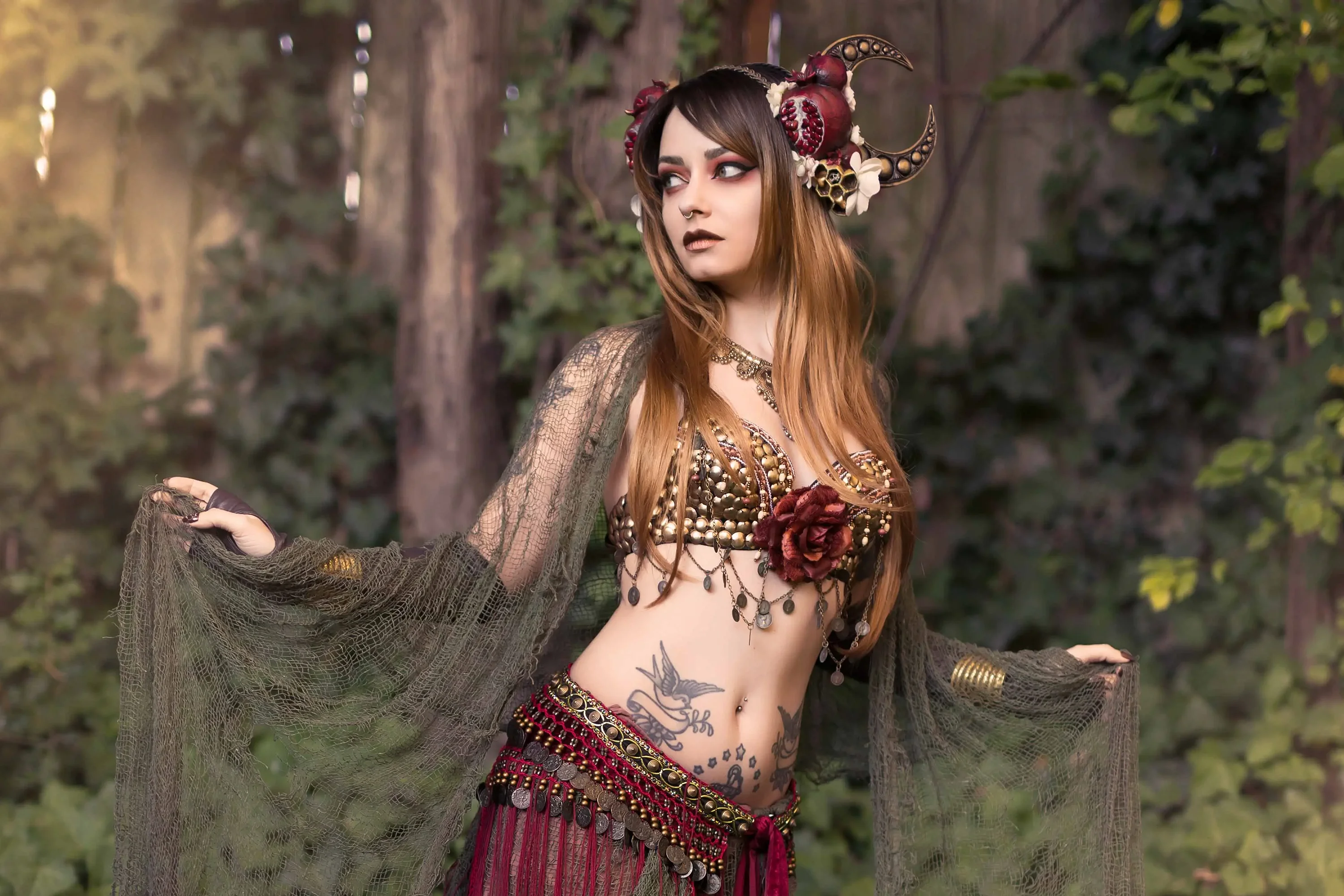 Forbidden Realm Persephonehorns goddess autumn dreamy brunette nature outdoor gen-the-hobbit genevieve genthehobbit mythology  Slide