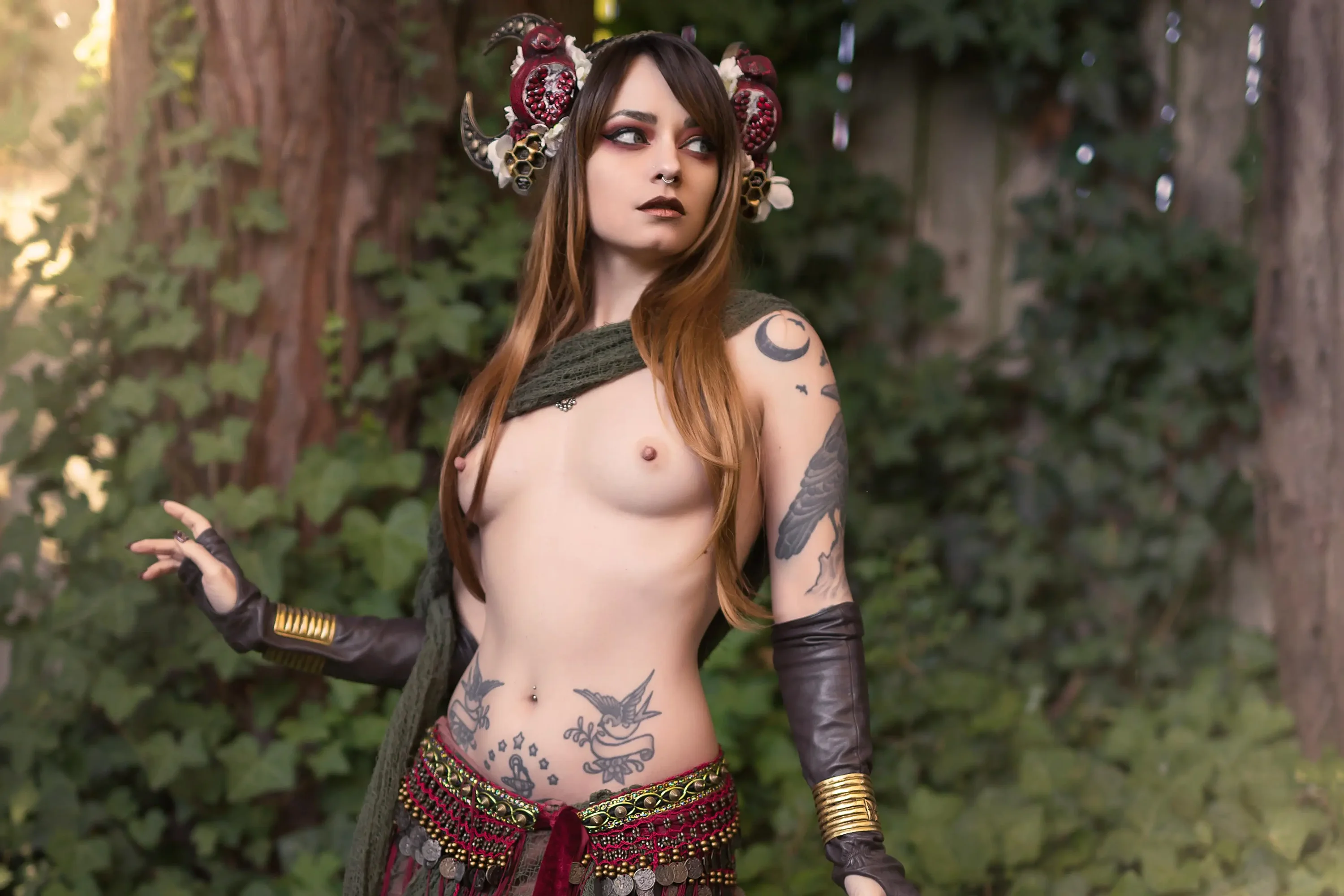 Forbidden Realm Persephonehorns goddess autumn dreamy brunette nature outdoor gen-the-hobbit genevieve genthehobbit mythology  Slide