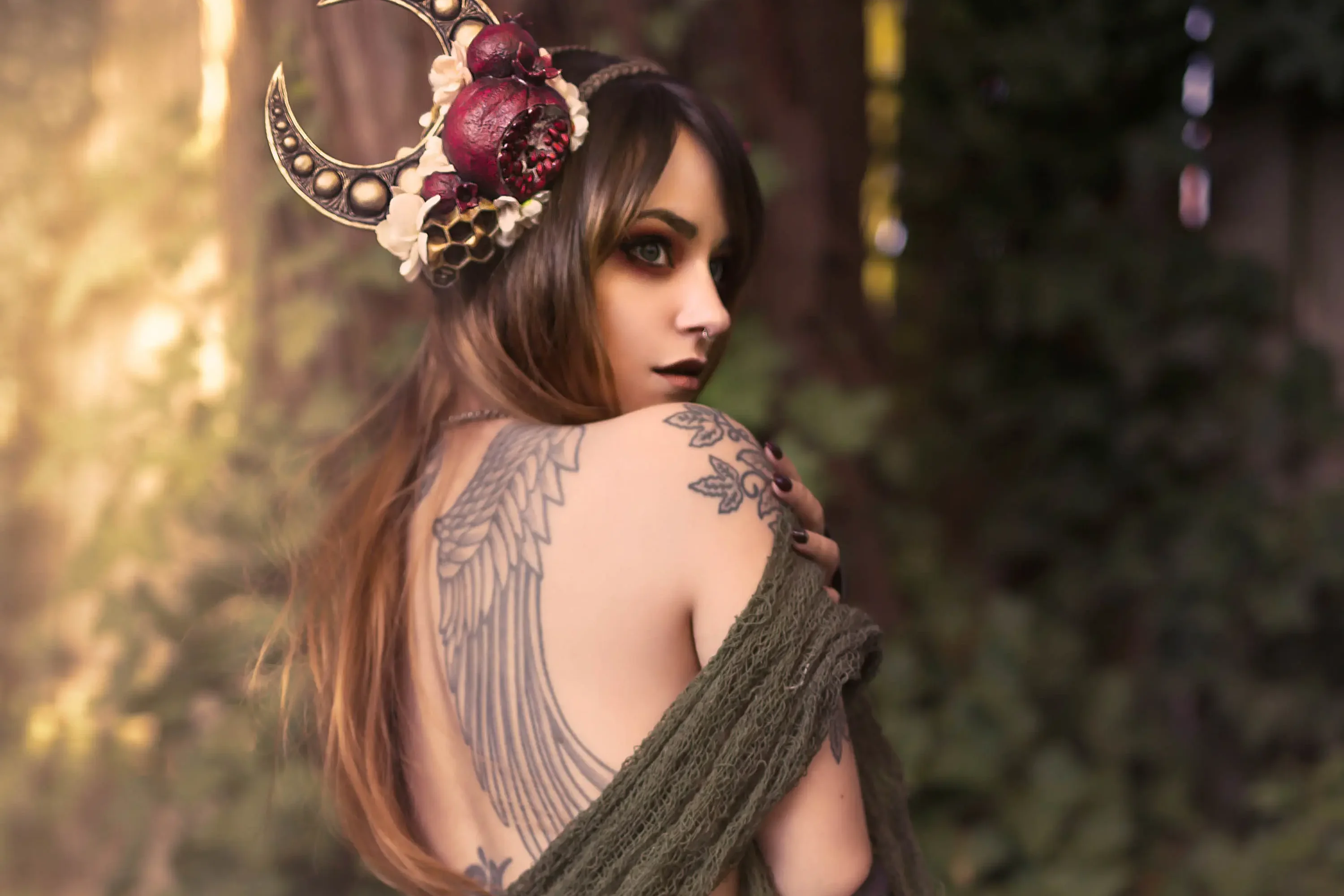 Forbidden Realm Persephonehorns goddess autumn dreamy brunette nature outdoor gen-the-hobbit genevieve genthehobbit mythology  Slide