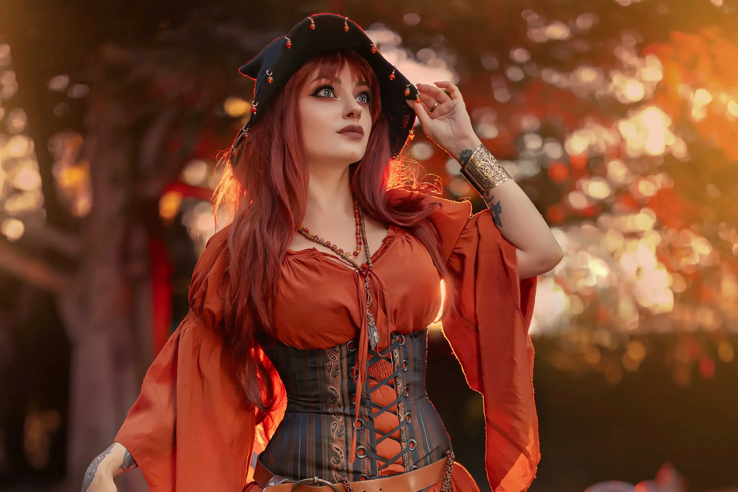Forbidden Realm Pumpkin Witchboots corset knee-socks witch autumn holiday redhead halloween outdoor gen-the-hobbit genevieve genthehobbit gothic  Slide