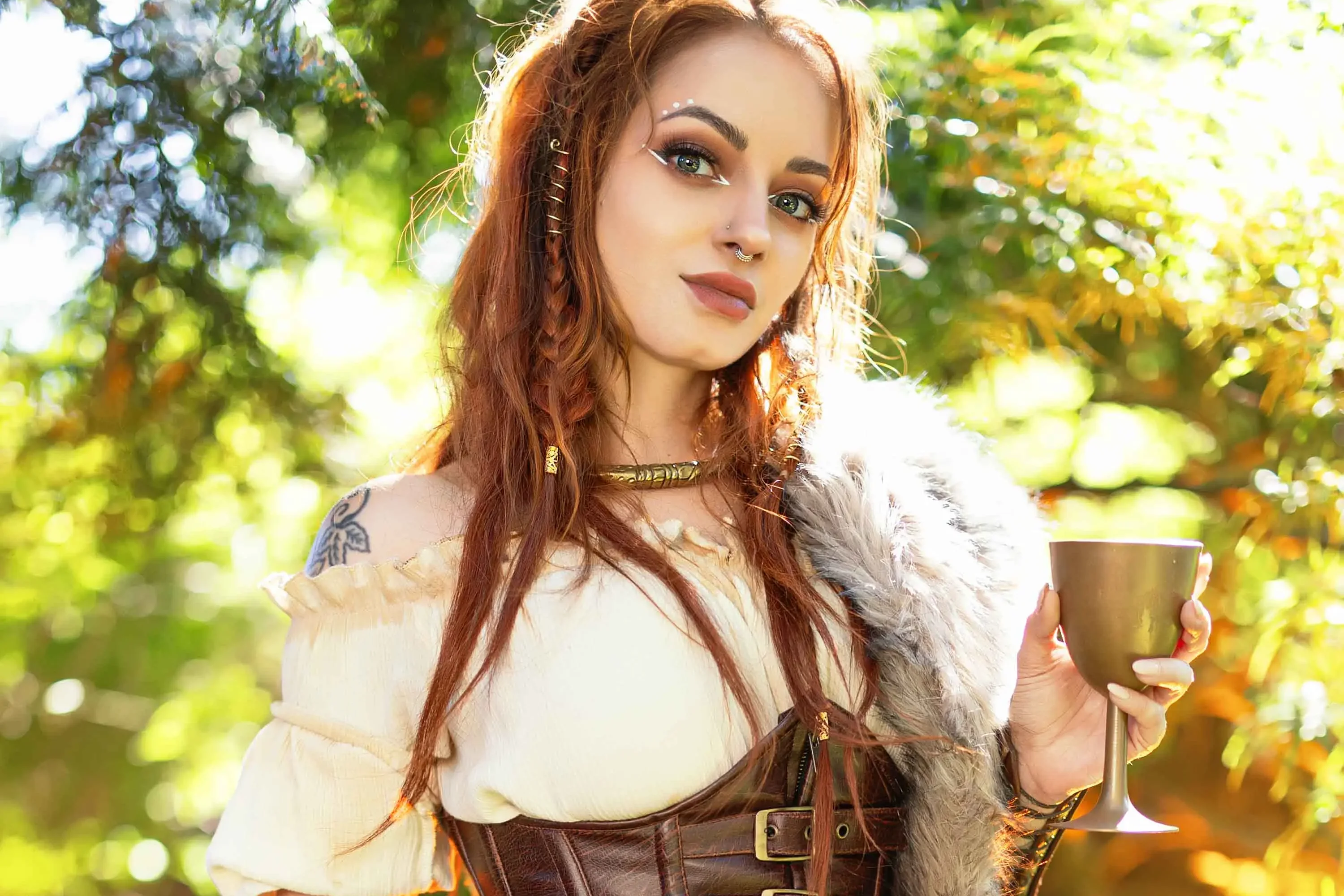 Forbidden Realm Queen Of Cupscorset maiden redhead nature outdoor gen-the-hobbit genevieve genthehobbit medieval skyrim  Slide