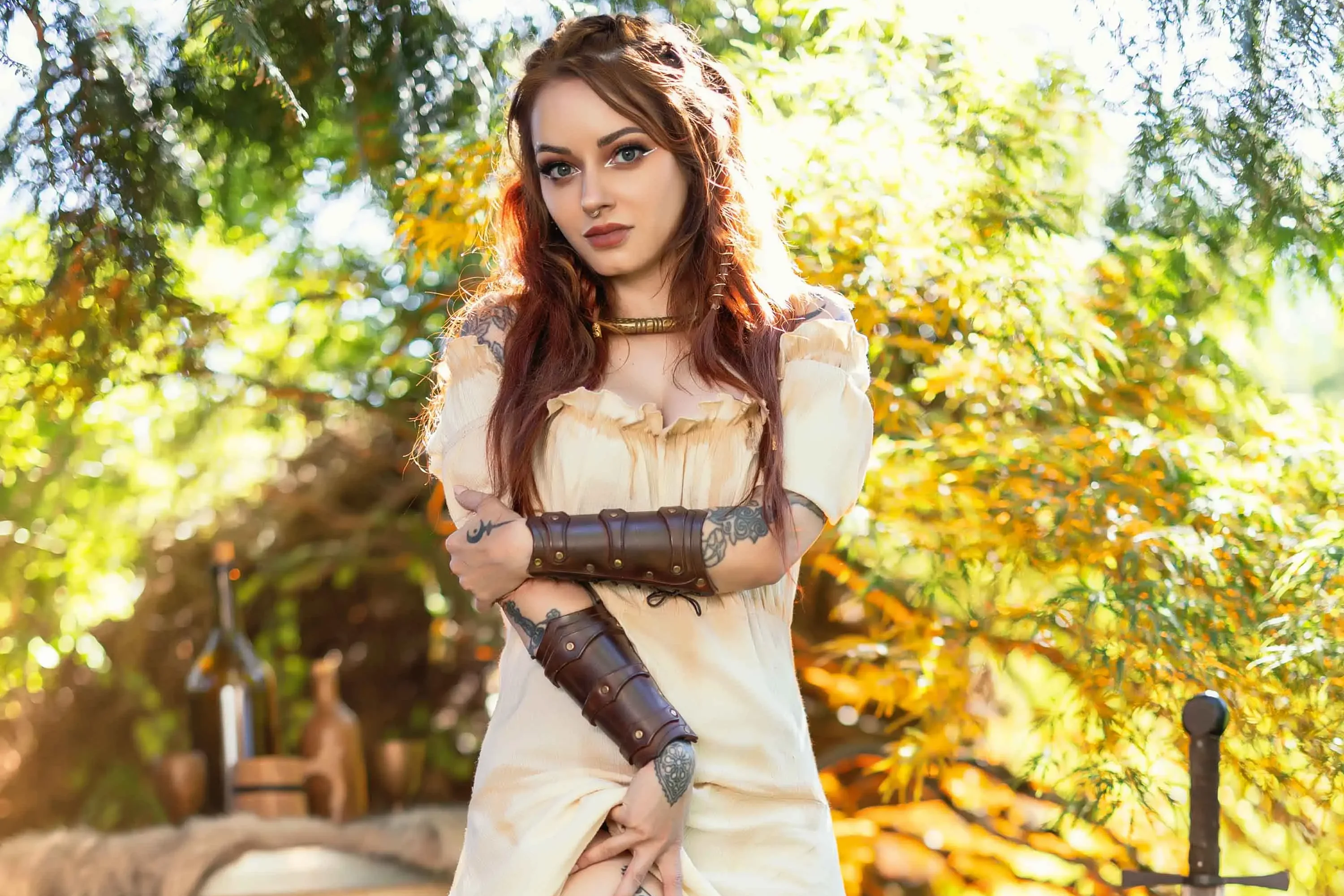 Forbidden Realm Queen Of Cupscorset maiden redhead nature outdoor gen-the-hobbit genevieve genthehobbit medieval skyrim  Slide