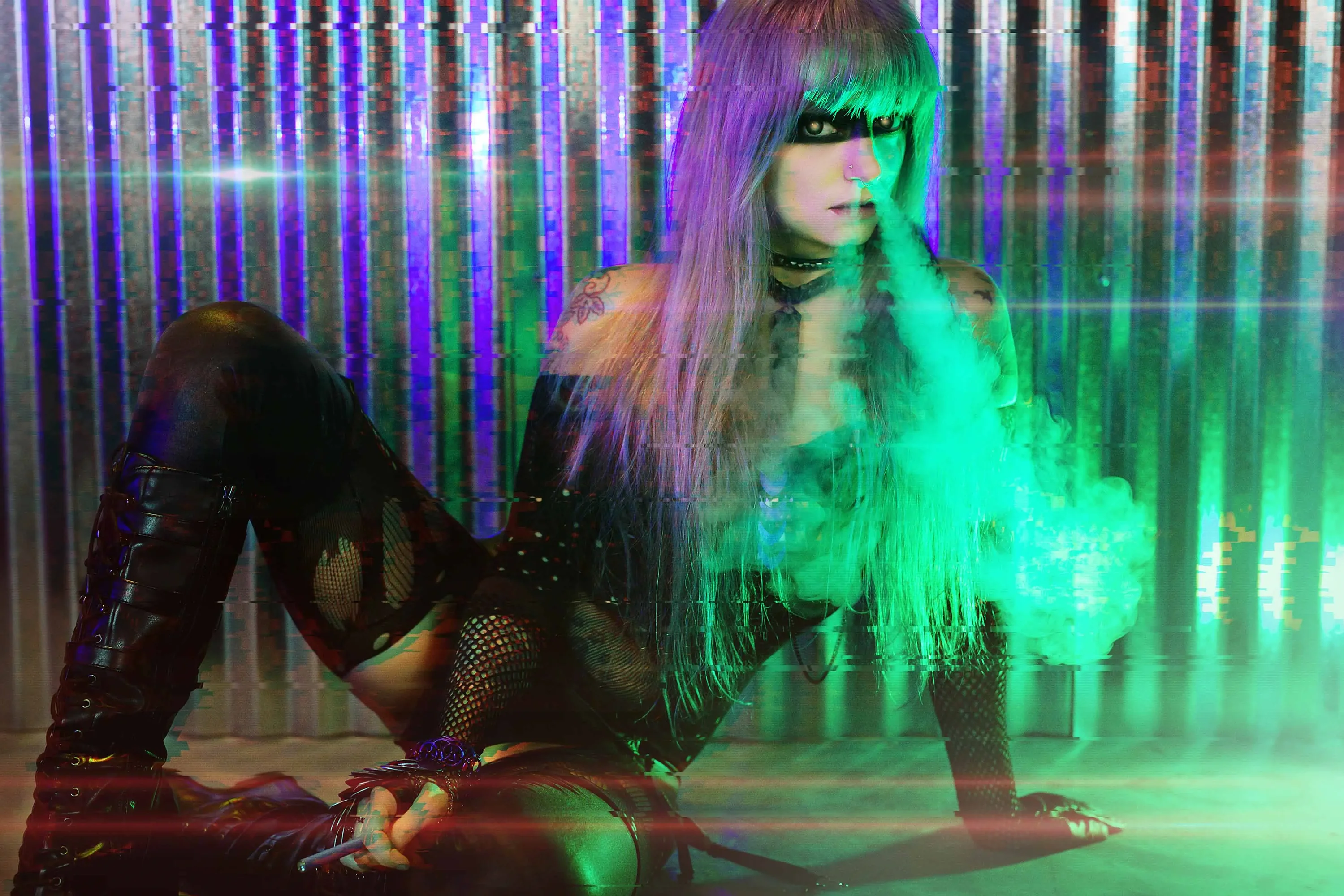Forbidden Realm Replicantfishnets android blade-runner silver-hair gen-the-hobbit genevieve genthehobbit cyberpunk futuristic industrial robot science-fiction scifi  Slide