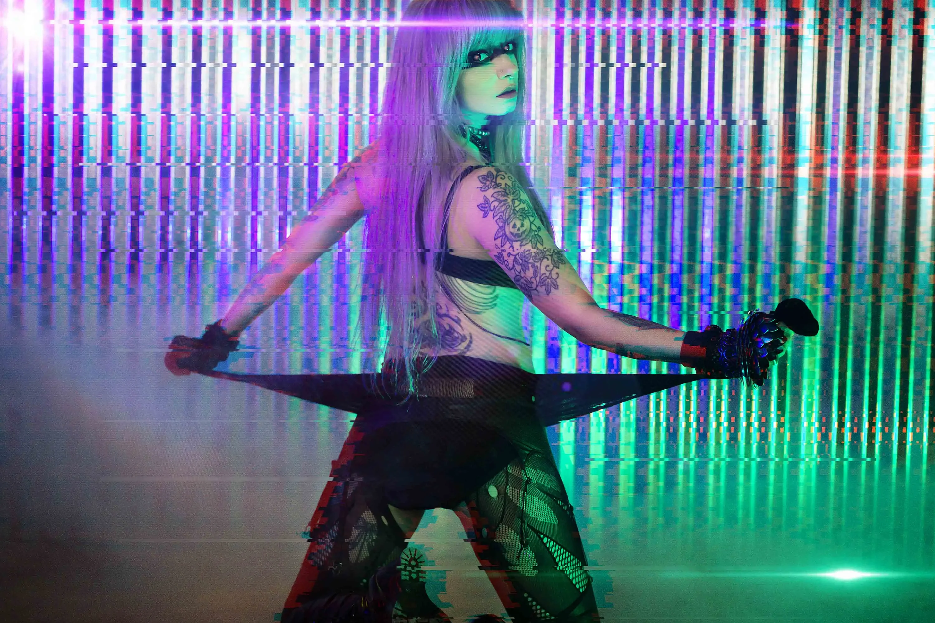 Forbidden Realm Replicantfishnets android blade-runner silver-hair gen-the-hobbit genevieve genthehobbit cyberpunk futuristic industrial robot science-fiction scifi  Slide