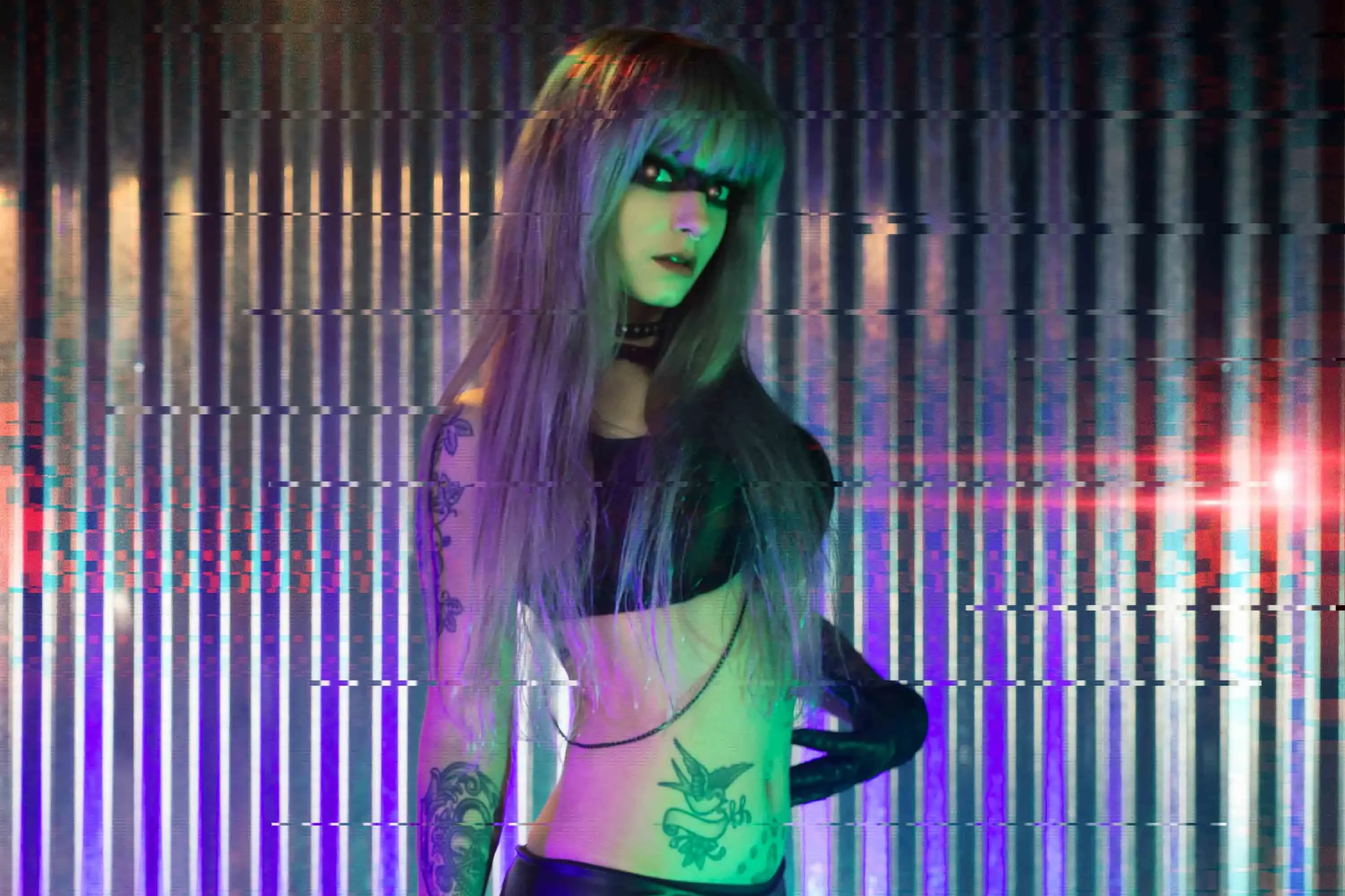 Forbidden Realm Replicantfishnets android blade-runner silver-hair gen-the-hobbit genevieve genthehobbit cyberpunk futuristic industrial robot science-fiction scifi  Slide