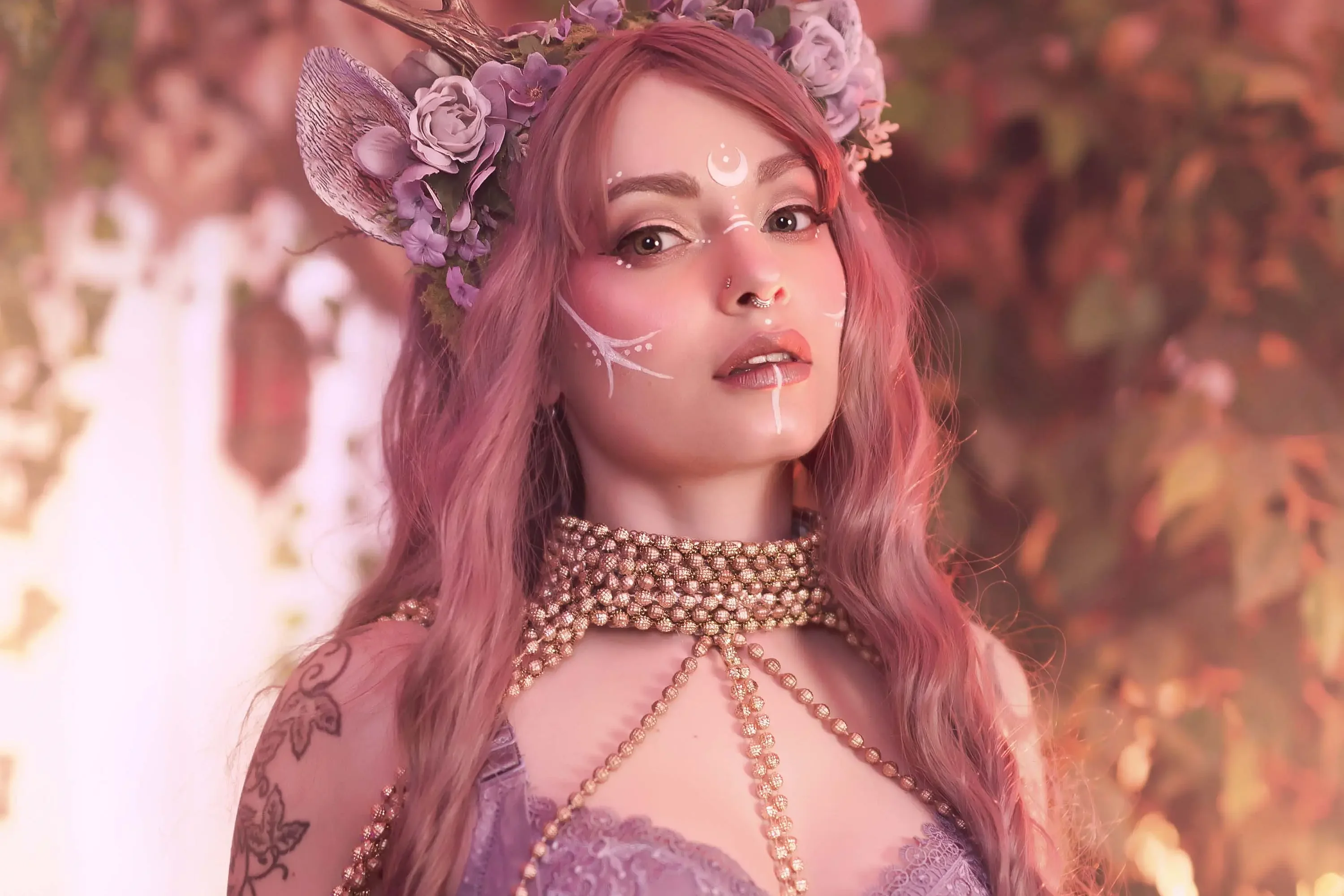 Forbidden Realm Requiemhorns stockings mythological-creature dreamy whimsical purple-hair nature gen-the-hobbit genevieve genthehobbit fantasy  Slide