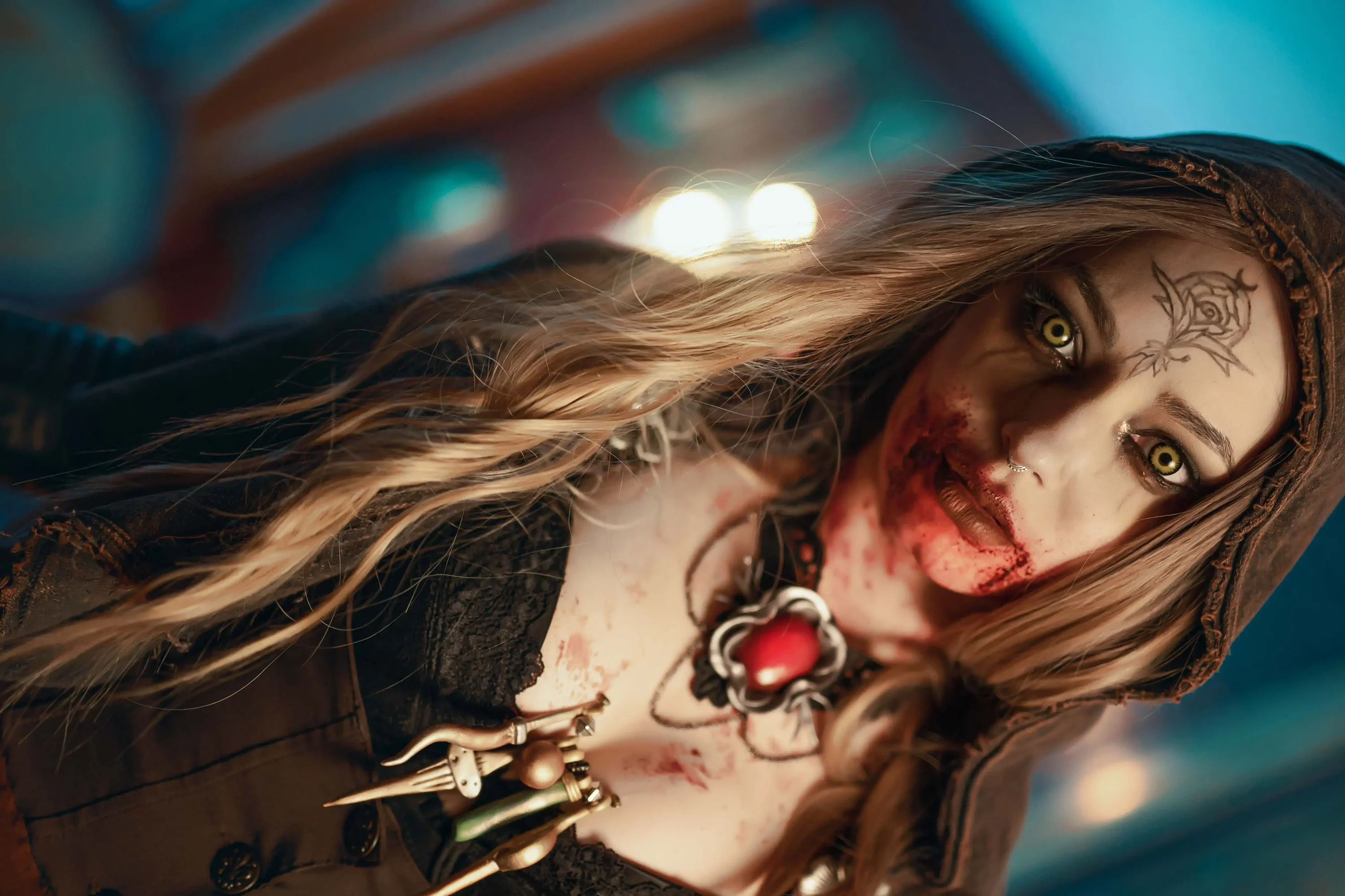 Forbidden Realm Resident Evil Villageboots candles red-lips vampire brunette gen-the-hobbit genevieve genthehobbit horror occult supernatural victorian  Slide