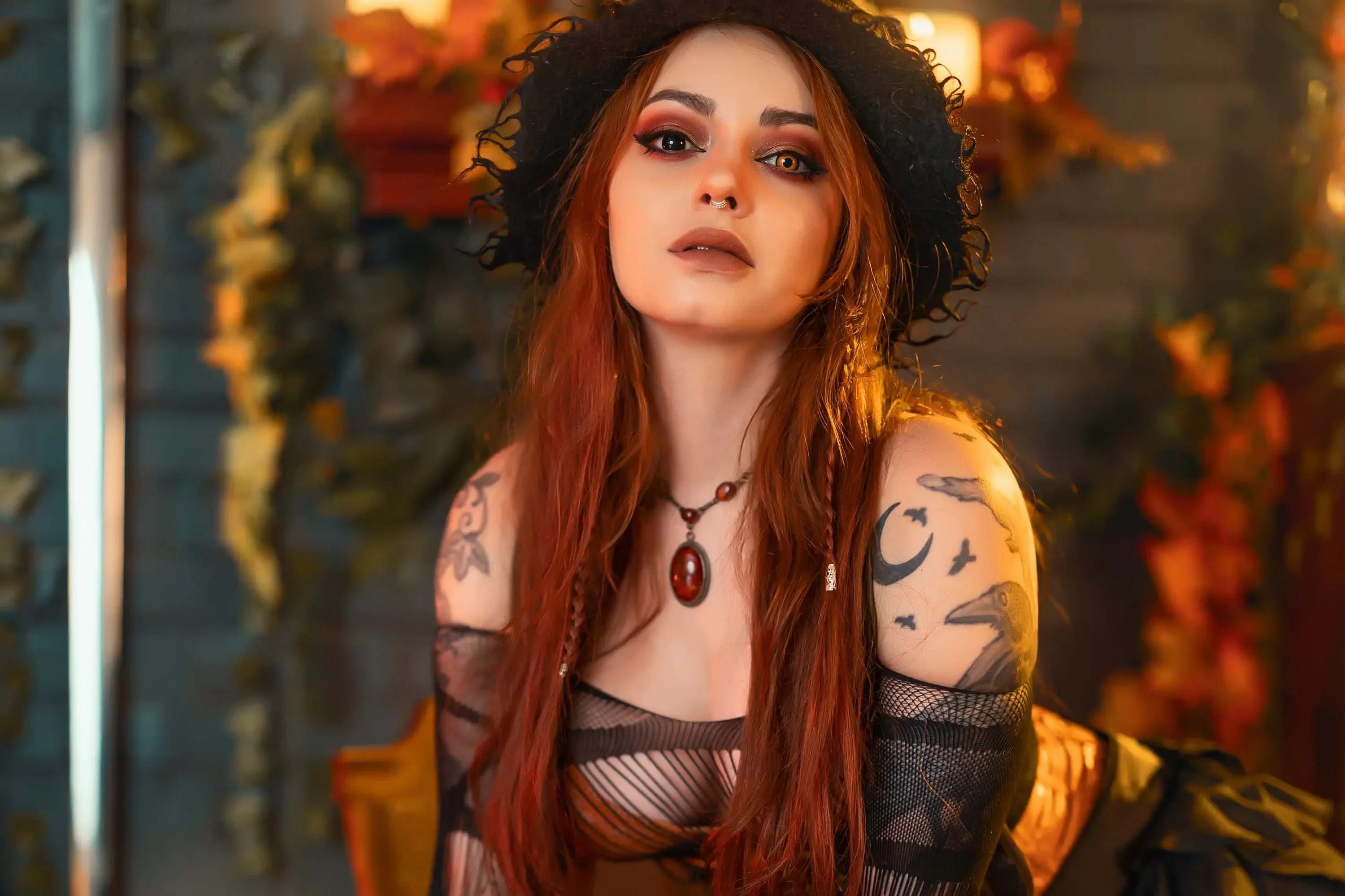 Forbidden Realm Samhaincorset fishnets witch holiday kitty redhead halloween gen-the-hobbit genevieve genthehobbit  Slide