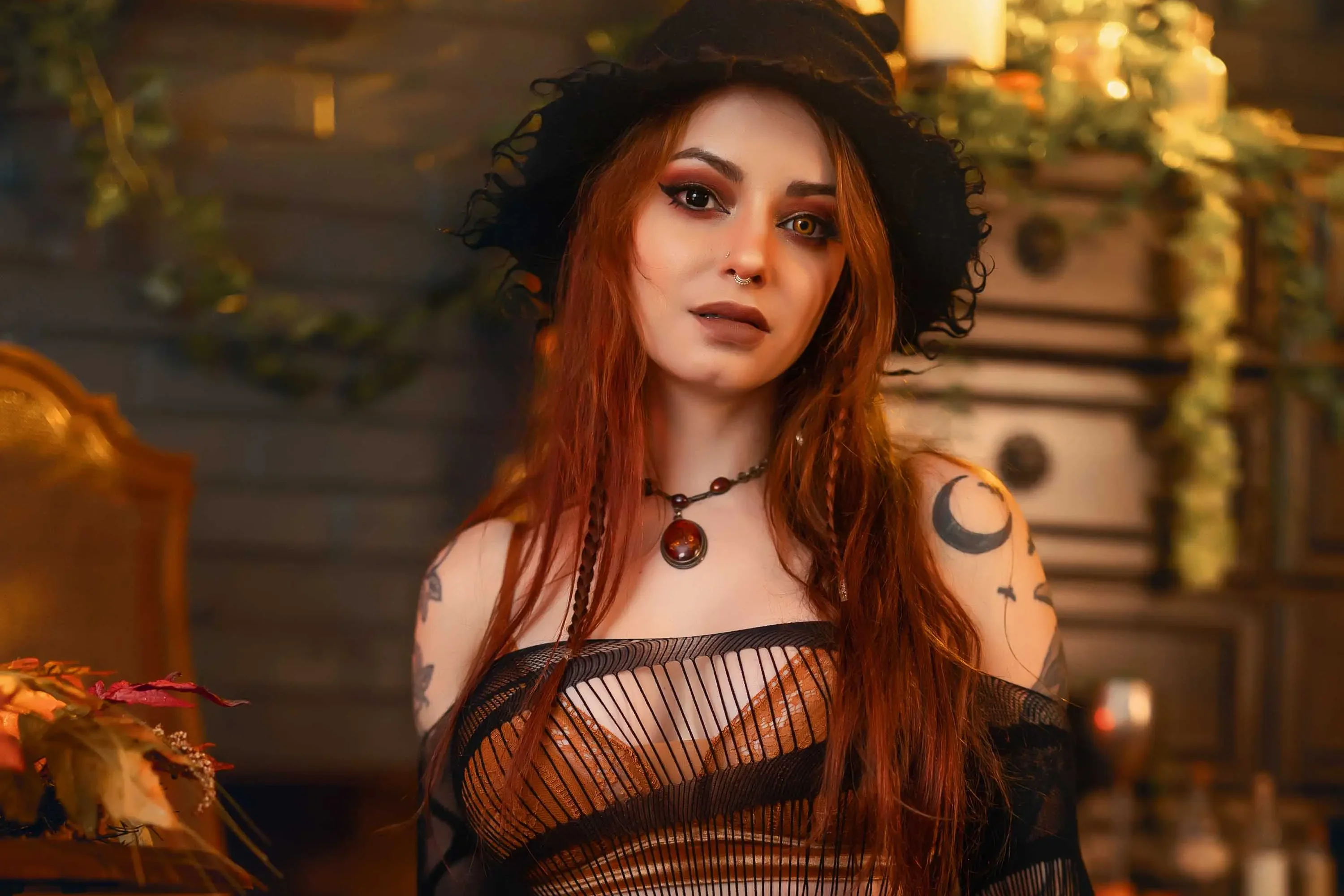 Forbidden Realm Samhaincorset fishnets witch holiday kitty redhead halloween gen-the-hobbit genevieve genthehobbit  Slide