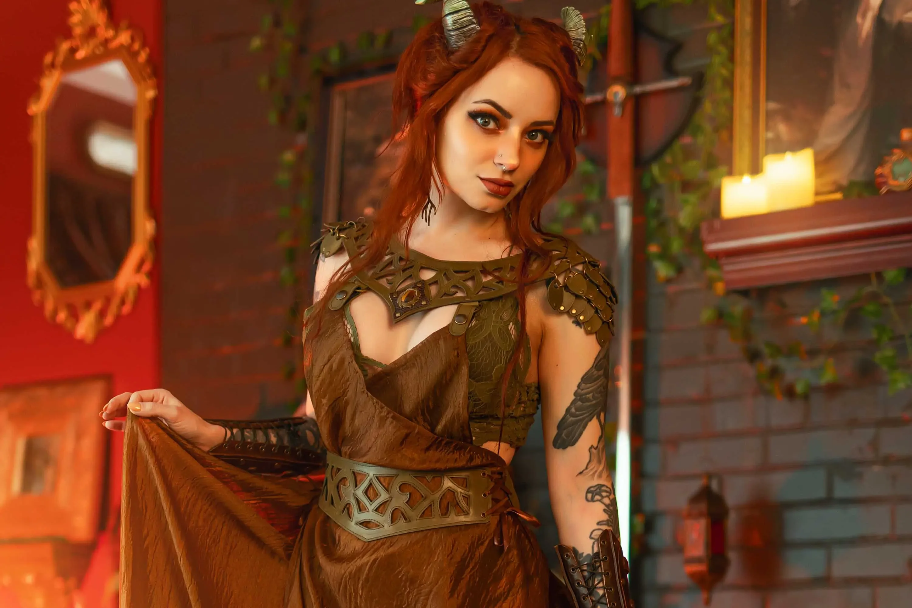Forbidden Realm Satyressmythological-creature dreamy whimsical redhead gen-the-hobbit genevieve genthehobbit fantasy renaissance  Slide