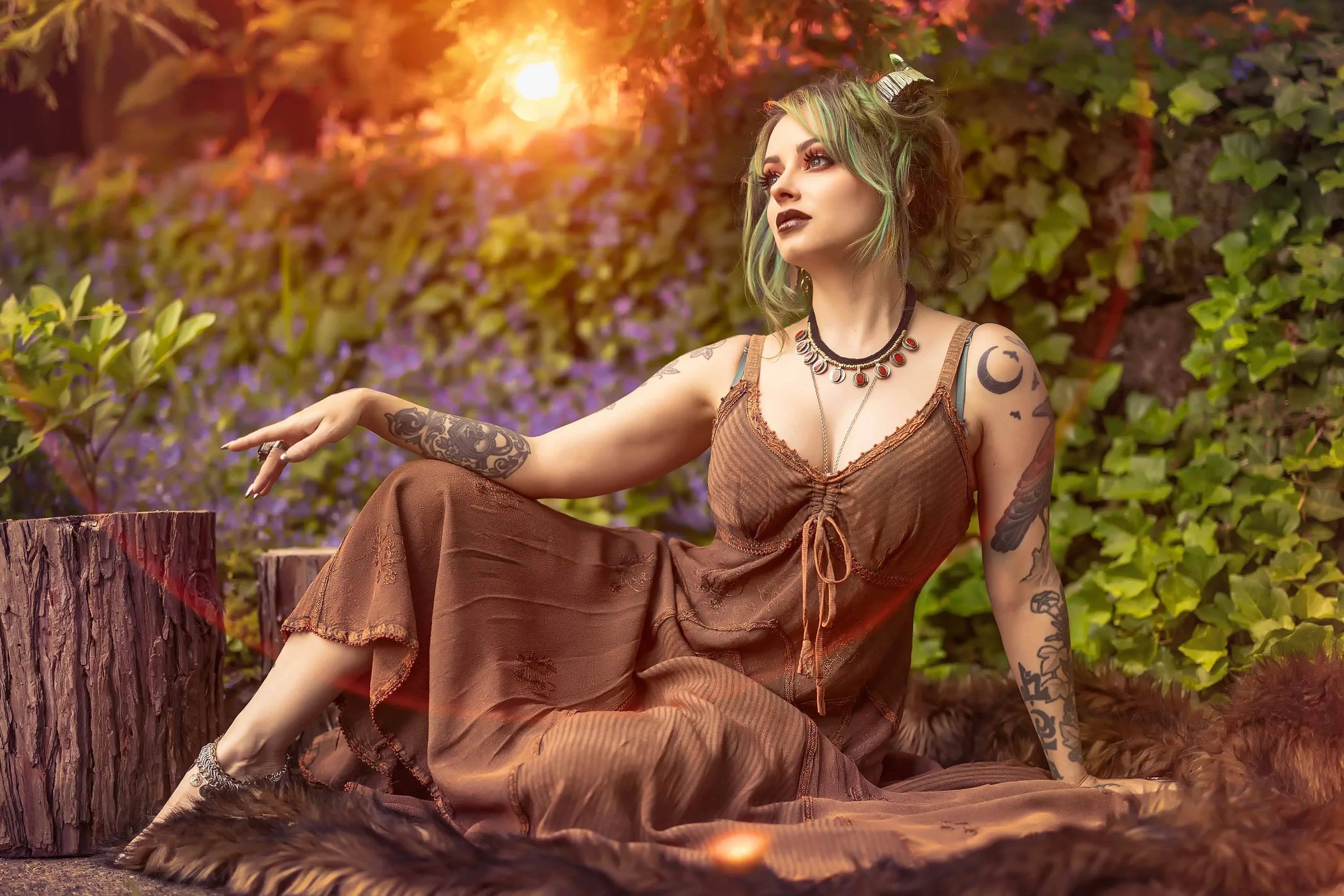 Forbidden Realm Siennahorns lingerie green-hair nature outdoor gen-the-hobbit genevieve genthehobbit  Slide