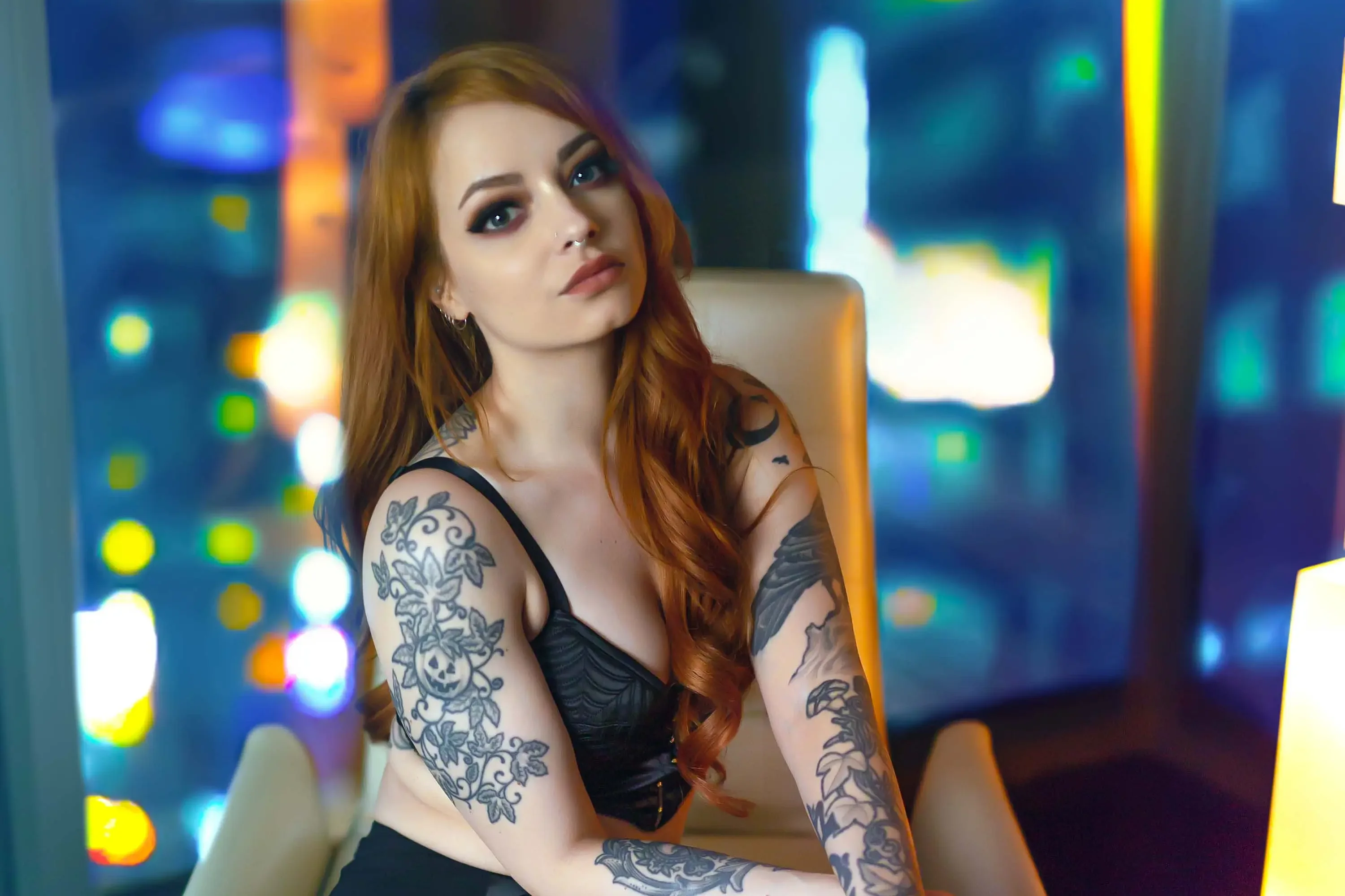Forbidden Realm Sin Cityheels lingerie stockings redhead hotel gen-the-hobbit genevieve genthehobbit boudoir  Slide