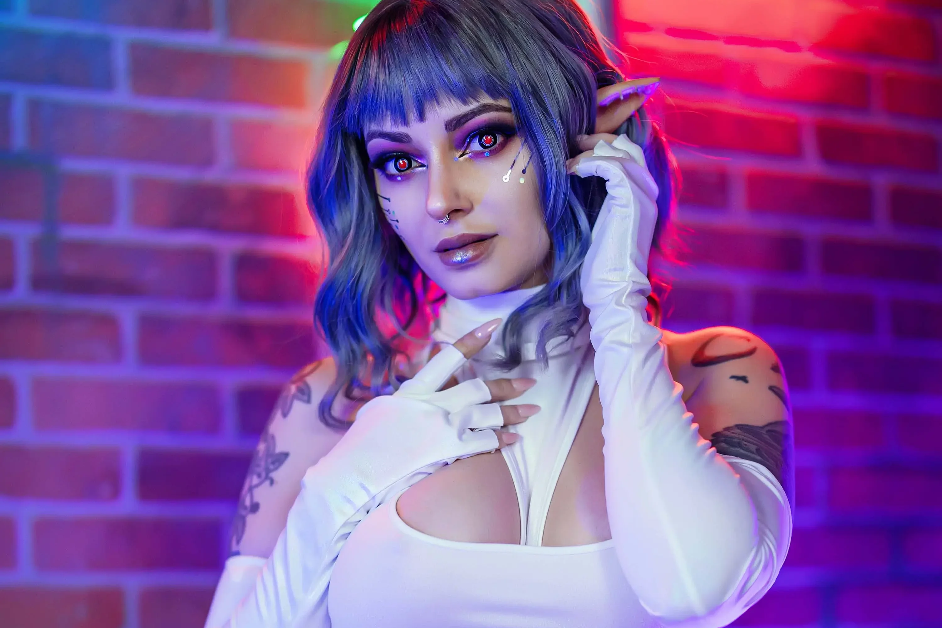 Forbidden Realm Singularityred-eyes android blade-runner elf edgy technicolor blue-hair gen-the-hobbit genevieve genthehobbit cyberpunk industrial  Slide