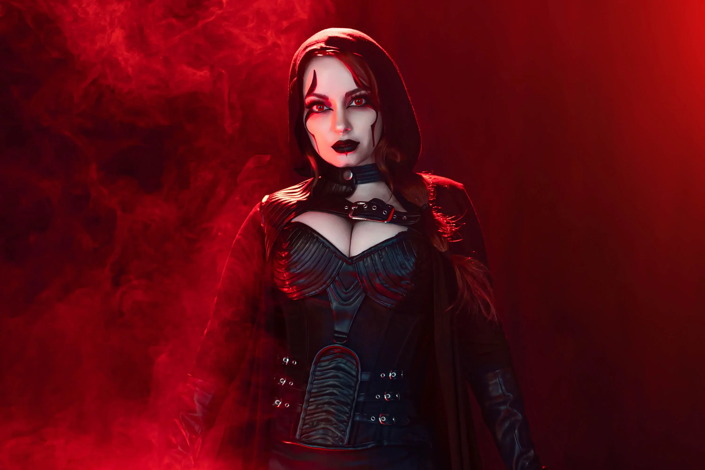 Forbidden Realm Sith Lordcorset face-paint leather red-eyes smoke assassin edgy redhead gen-the-hobbit genevieve genthehobbit scifi  Slide