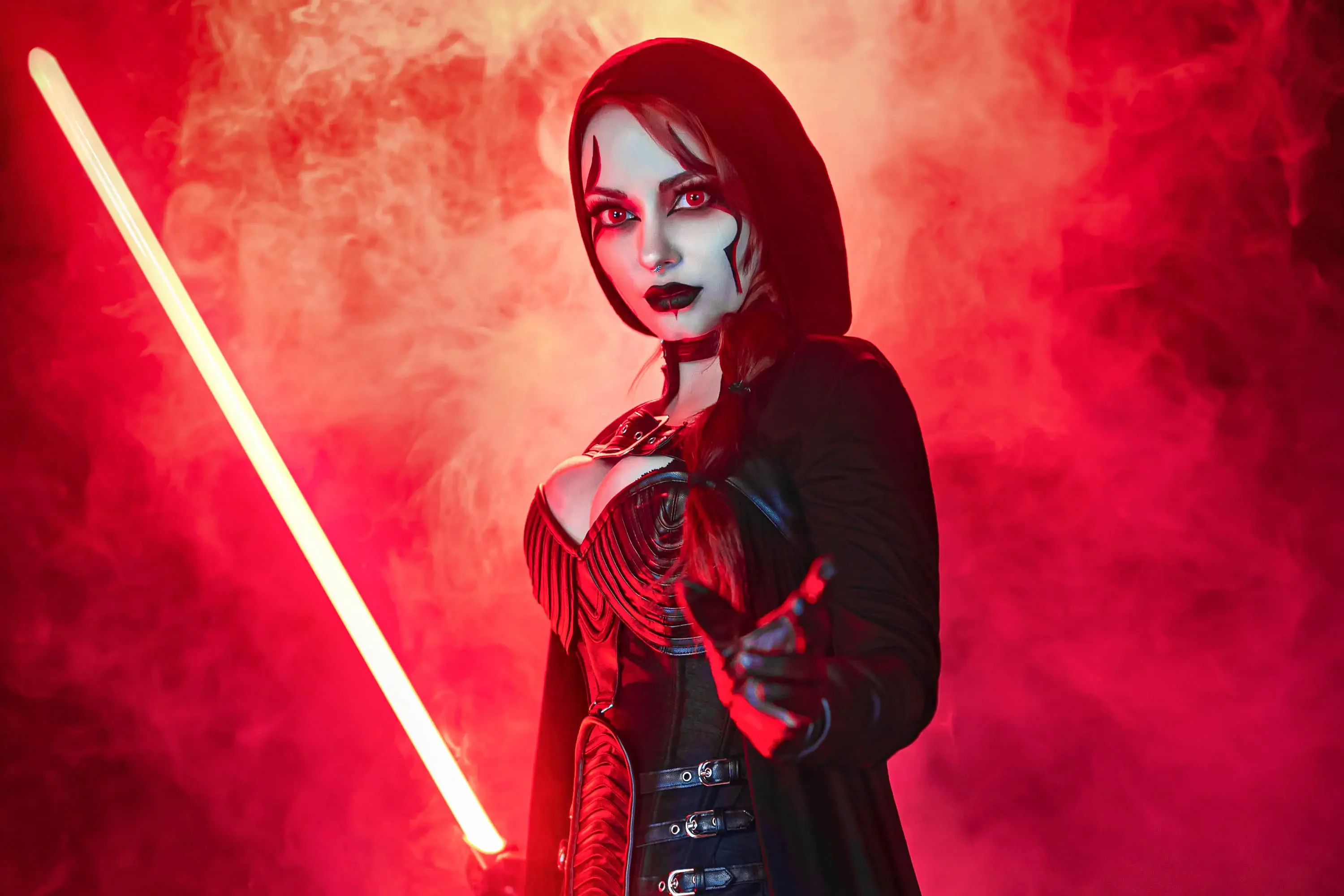 Forbidden Realm Sith Lordcorset face-paint leather red-eyes smoke assassin edgy redhead gen-the-hobbit genevieve genthehobbit scifi  Slide
